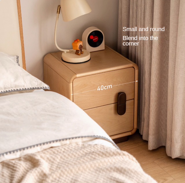 Solid Beech Wood Nightstand with Storage - Bedside Table for Bedroom, Living Room, or Office - Compact & Stylish Home Furniture