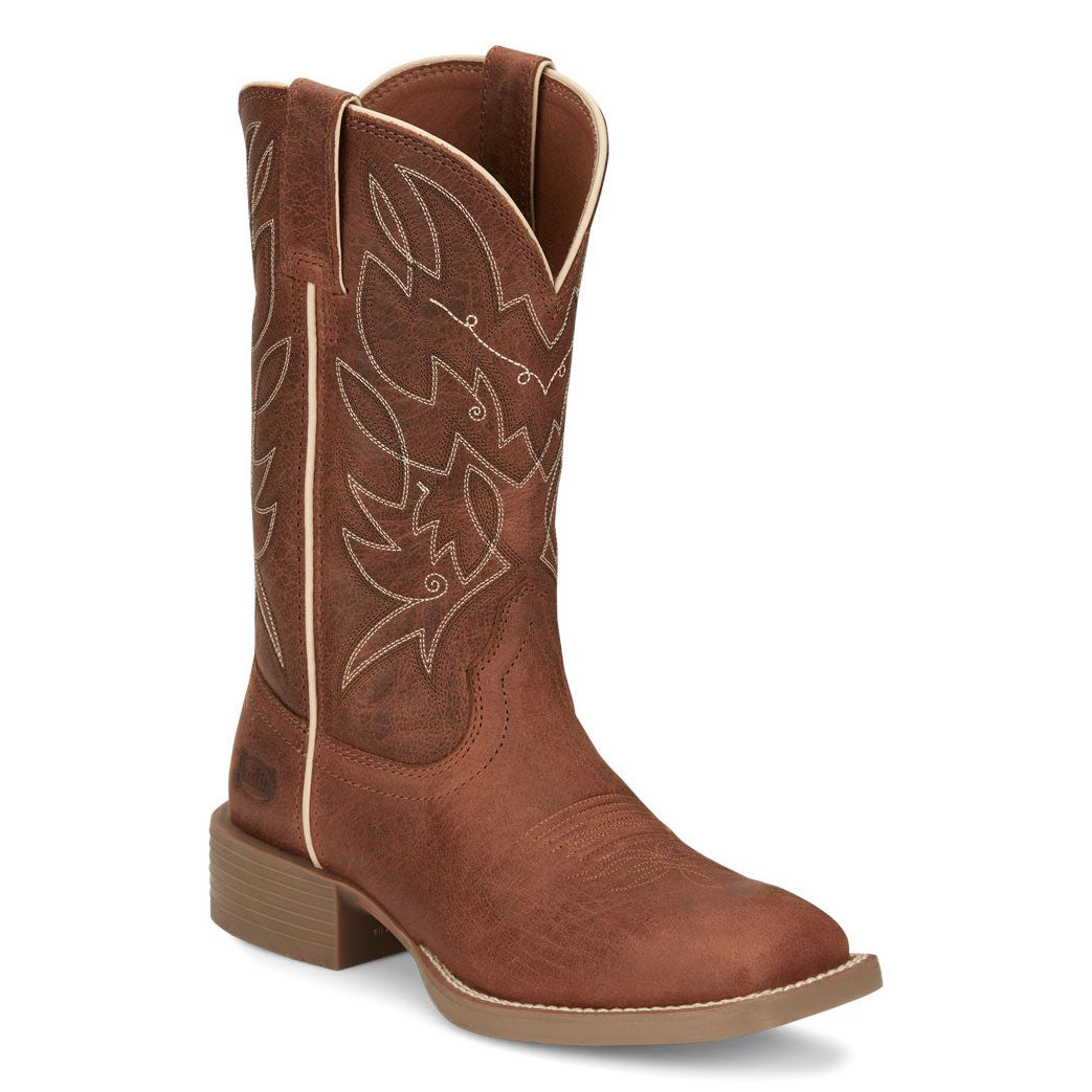 Justin Boots Women's Halter Roasted Cognac Wide Square Toe Cowboy Boots - Perfect for Country Dancing, Rodeos & Western Fashion
