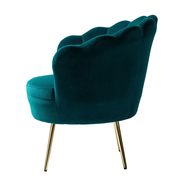 Evelia Velvet Scalloped Barrel Chair - Luxurious Velvet Accent Chair with Curved Back for Living Room, Bedroom & Office - Perfect for Reading Nook, Lounge Area or Home Decor