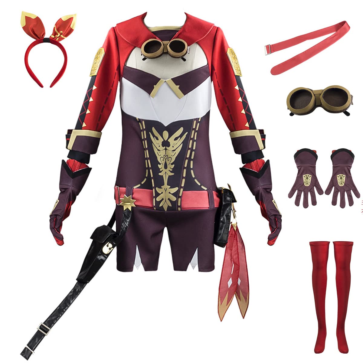 Genshin Impact Cosplay Costume - Amber, Mona, Hu Tao, Klee, Yae Miko, Kujo Sara, Raiden Shogun, Lisa, Albedo Outfit Set for Halloween, Anime Convention & Roleplay