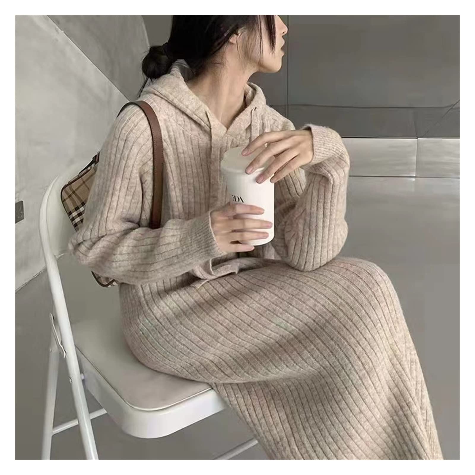 Women's Autumn Cashmere Sweater Coat - Soft Long Cardigan Knitwear for Women (Apricot, One Size) | Perfect for Fall Layering, Office Wear & Casual Outfits