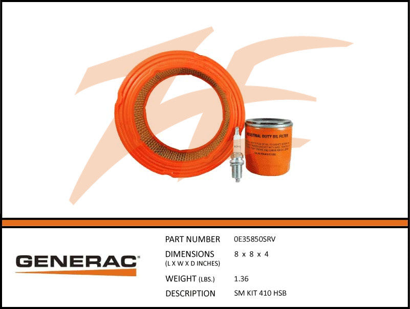 Generac 5661/0E35850SRV 7kW Air Cooled Generator Maintenance Kit - Replacement Parts for Home Backup Power System, Emergency Preparedness & Storm Outages