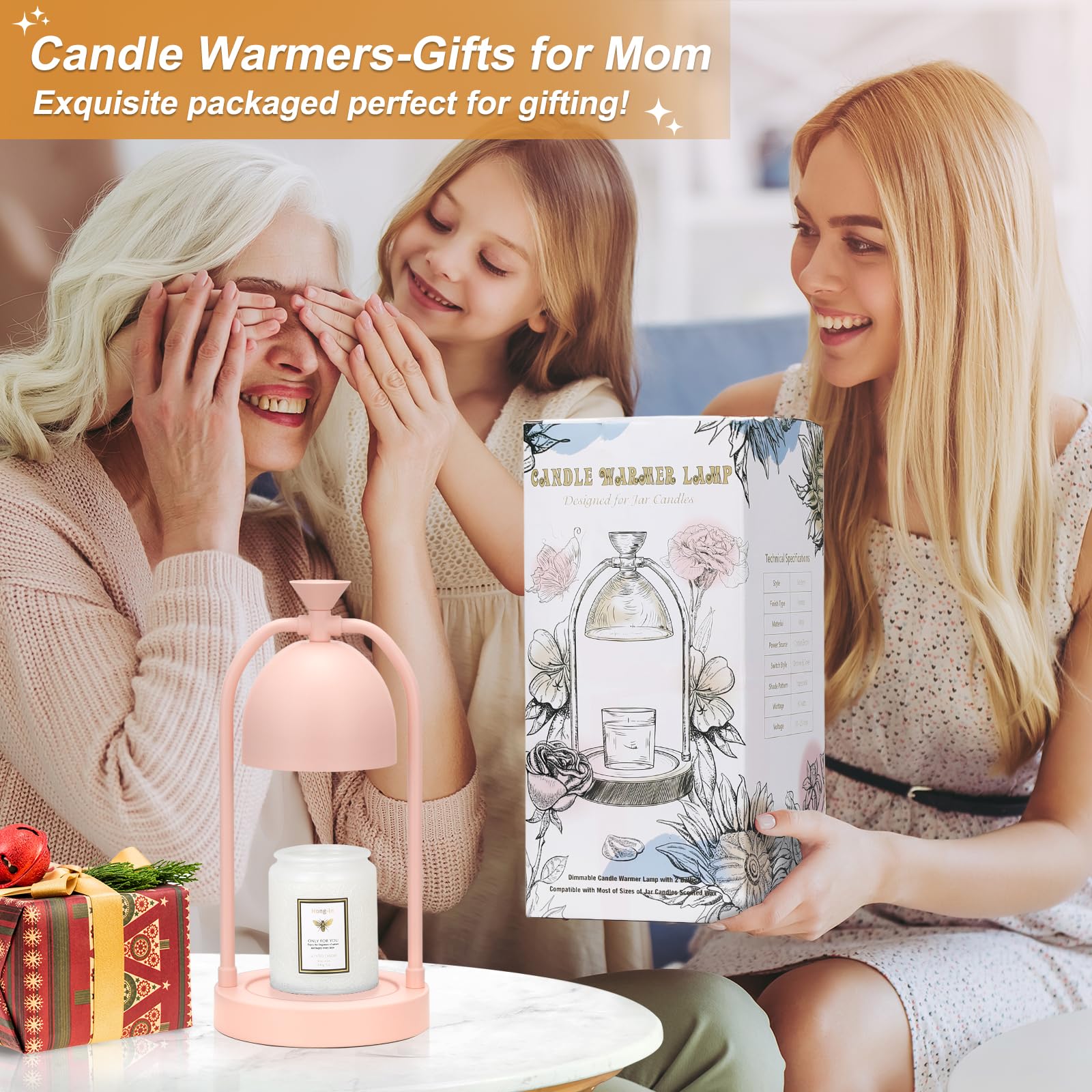 Pink Electric Candle Warmer Lamp with Timer - Wax Melt Warmer for Jar Candles, Girls Room Decor, Teen Bedroom Lighting - Perfect for Christmas Gifts, Wedding Presents & Housewarming Gifts (Great for Aromatherapy, Relaxation & Creating Cozy Ambiance)