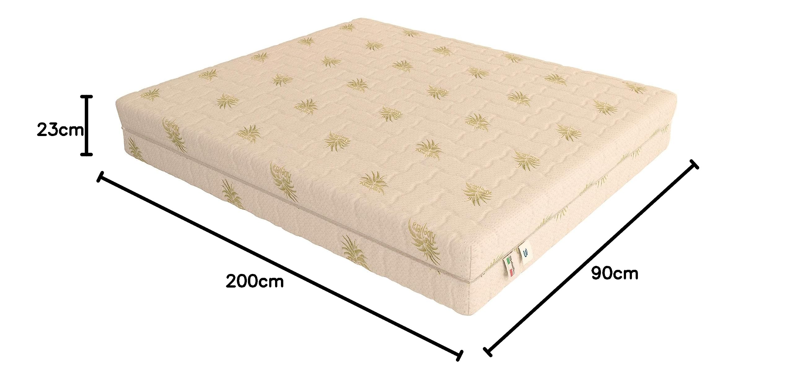 Baldiflex Emporio - Single Memory Foam Mattress, Dream Bugnato Mattress, 5cm Memory Foam, 23cm Height, Removable Aloe 3D Cover, 90 x 200 x 23cm - Perfect for Guest Beds, Dorms & Small Spaces
