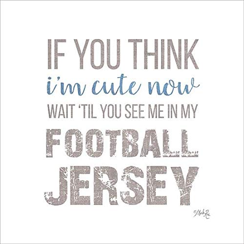 ArtExpert Cute in My Football Jersey by Marla Rae - 20x20 Inch Premium Gallery Wrapped Canvas Wall Art, Ready to Hang - Perfect for Sports Lover's Bedroom, Game Room or Man Cave Decor