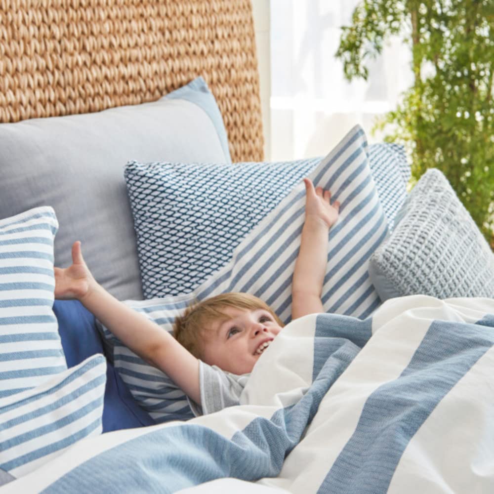 Nautica Queen Comforter Set - 100% Cotton Reversible Bedding with Matching Shams | Mediterranean Style All-Season Luxury Bedding for Master Bedroom & Guest Room (Fairwater Blue, Queen Size)