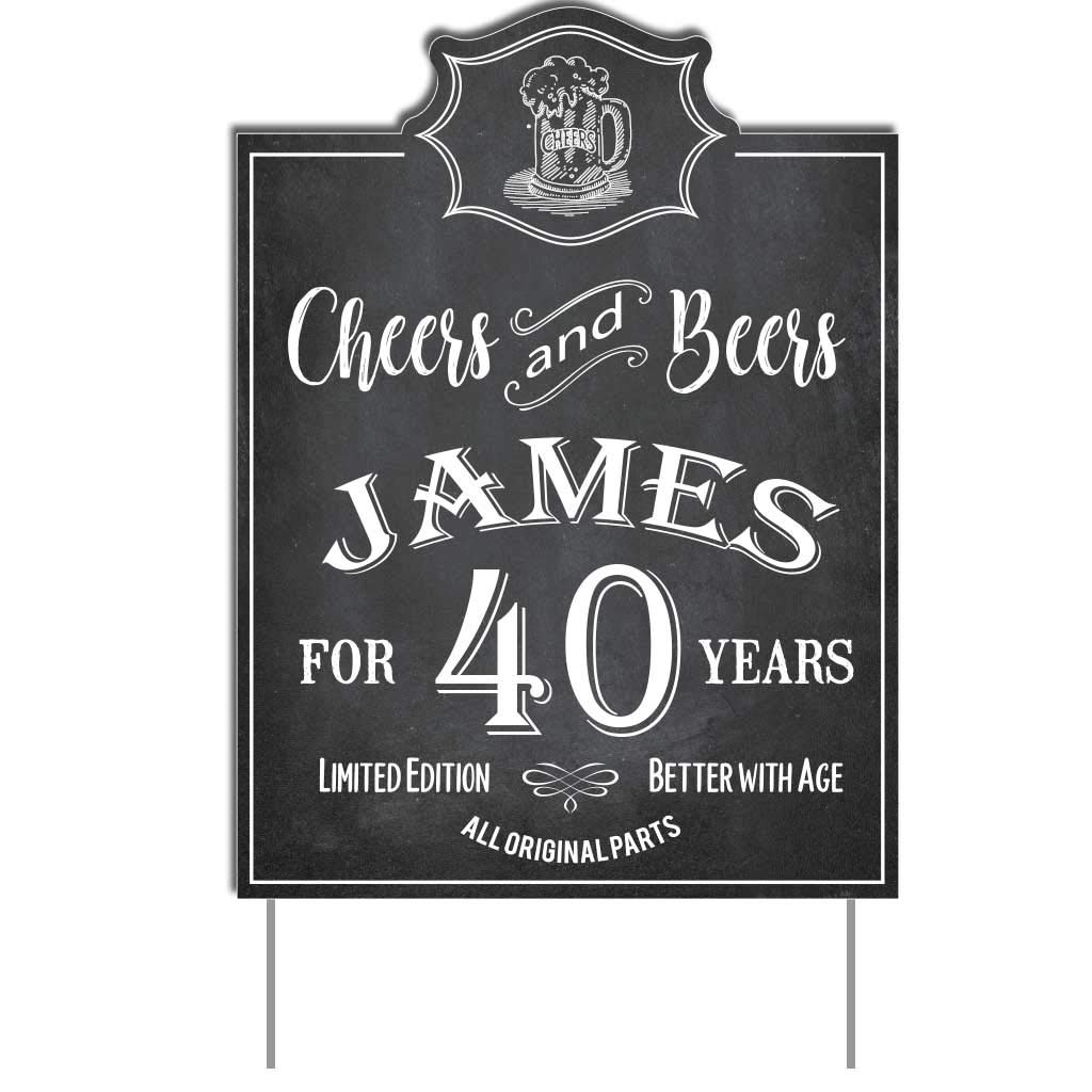 Custom 40th Birthday Yard Sign - Cheers to 40 Years Beer Theme Party Decor (17x23 inches) | Personalized Outdoor Lawn Decoration for Anniversary Celebrations & Backyard Parties