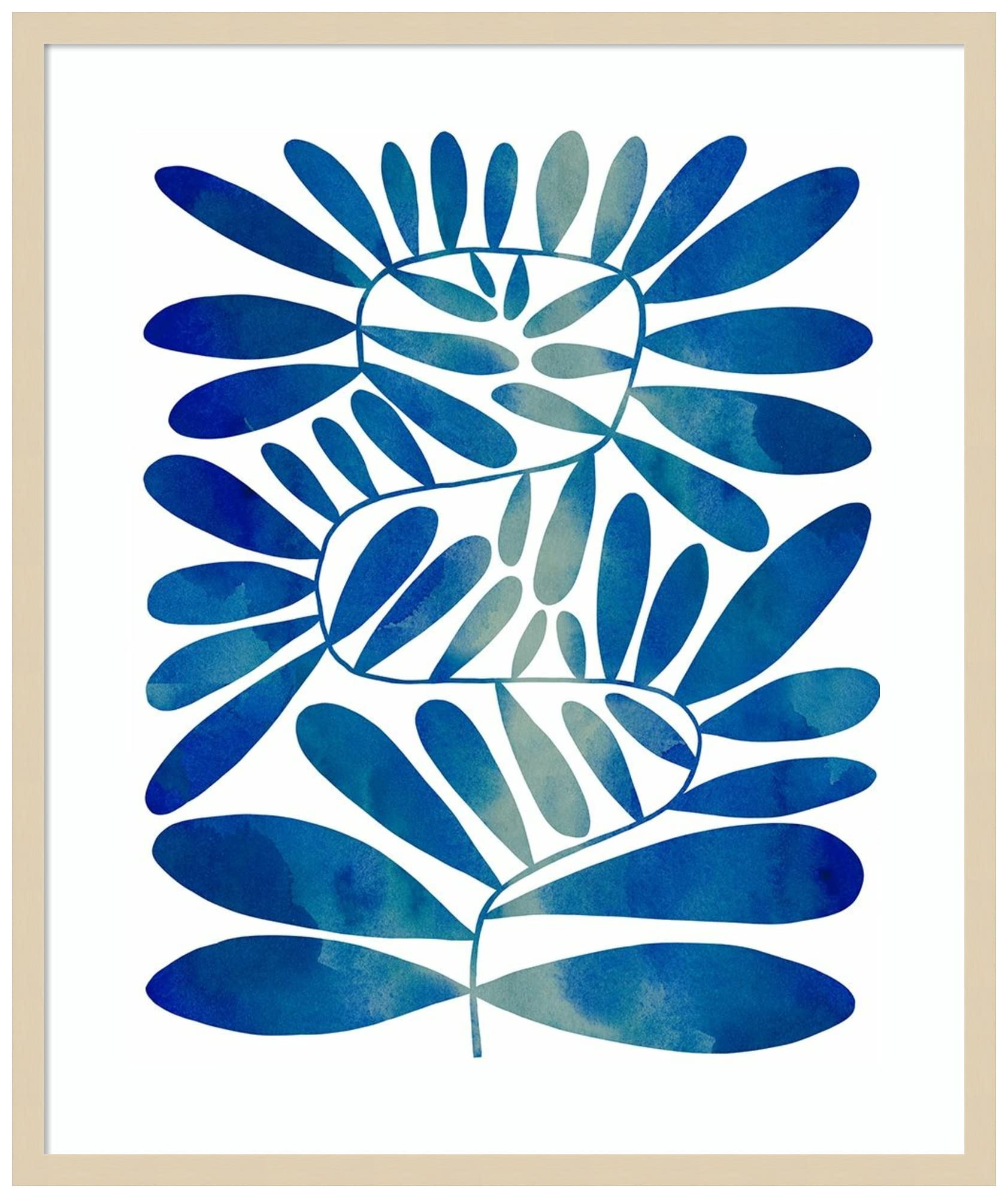 Emma Caroline Summer Sprig I Wood Framed Wall Art Print - 28x33 Inches, Natural Frame - Large Farmhouse Decor for Living Room, Bedroom & Office