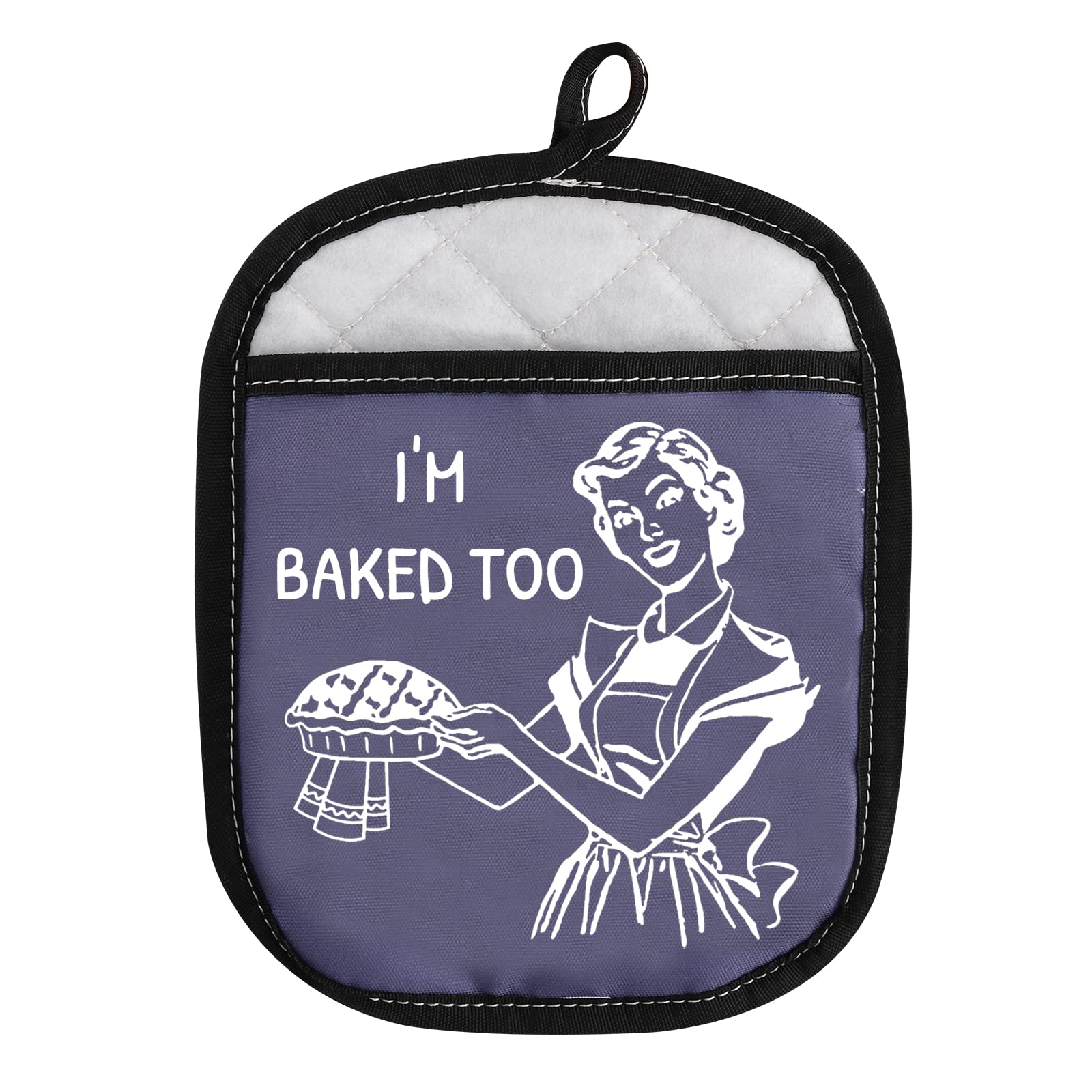 Funny Heat Resistant Oven Mitt with Pocket - 'I'm Baked Too' Novelty Baking Gift for Mom, Sister & Friends - Perfect for Kitchen, Baking & BBQ Parties
