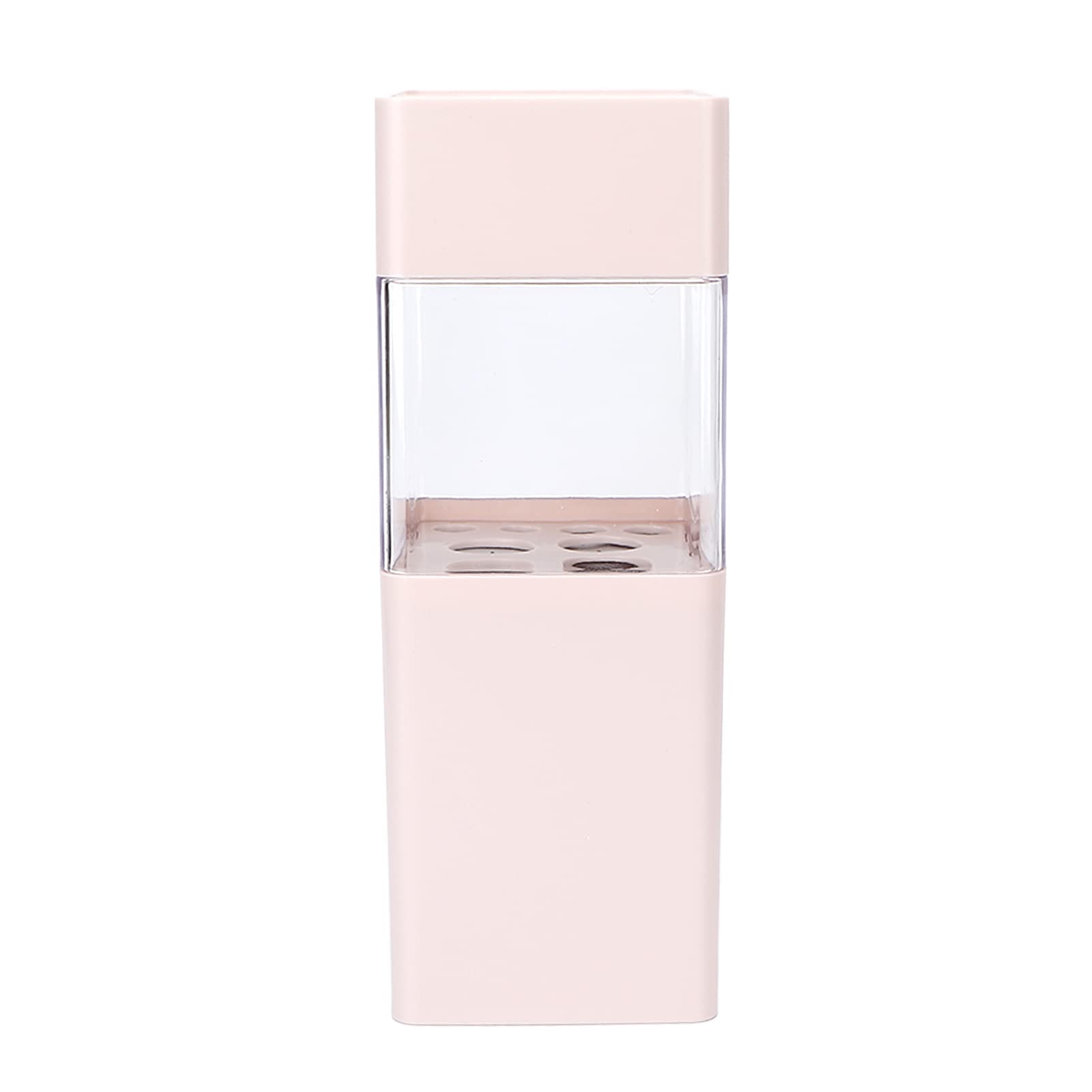 12-Grid Dustproof Makeup Brush Organizer with Ventilation - Large Capacity Pink Cosmetic Brush Storage Box for Travel & Home Use