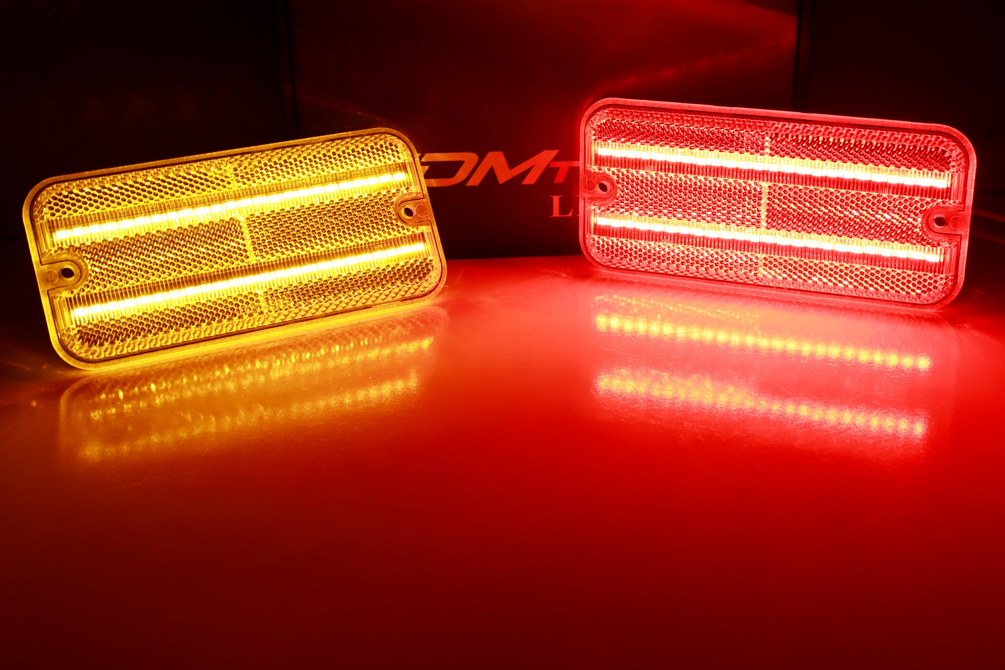 Amber/Red LED Front and Rear Side Marker Lights for 1985-1995 GMC Chevy Van - Clear Lens - Enhanced Visibility for Night Driving and Off-Road Adventures