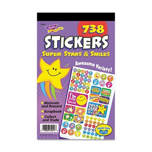 738-Piece Sticker Assortment Pack - Super Stars & Smiles Stickers for Kids, Scrapbooking, DIY Crafts & School Projects | Bulk Sticker Pad for Planners, Journals & Decorations