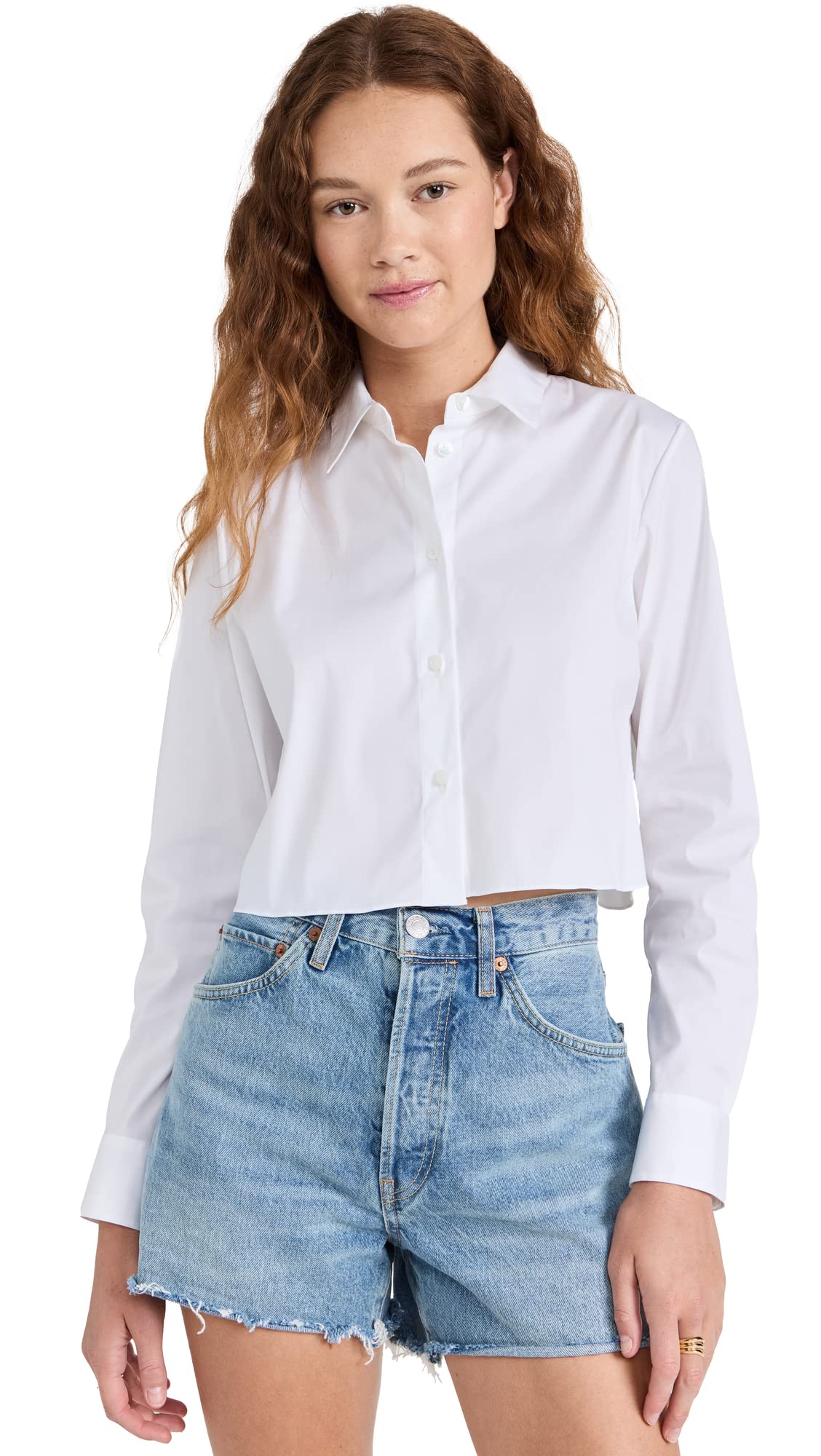 Theory Women's Classic Crop Shirt - Slim Fit Button Down Blouse for Work & Casual Wear | Office Outfits, Date Night & Everyday Style