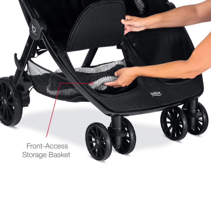 Britax B Lively Double Stroller - Lightweight Side by Side Baby Stroller for Twins, Compact Foldable Travel Stroller with Canopy & Storage Basket - Perfect for Shopping, Travel & Outdoor Adventures