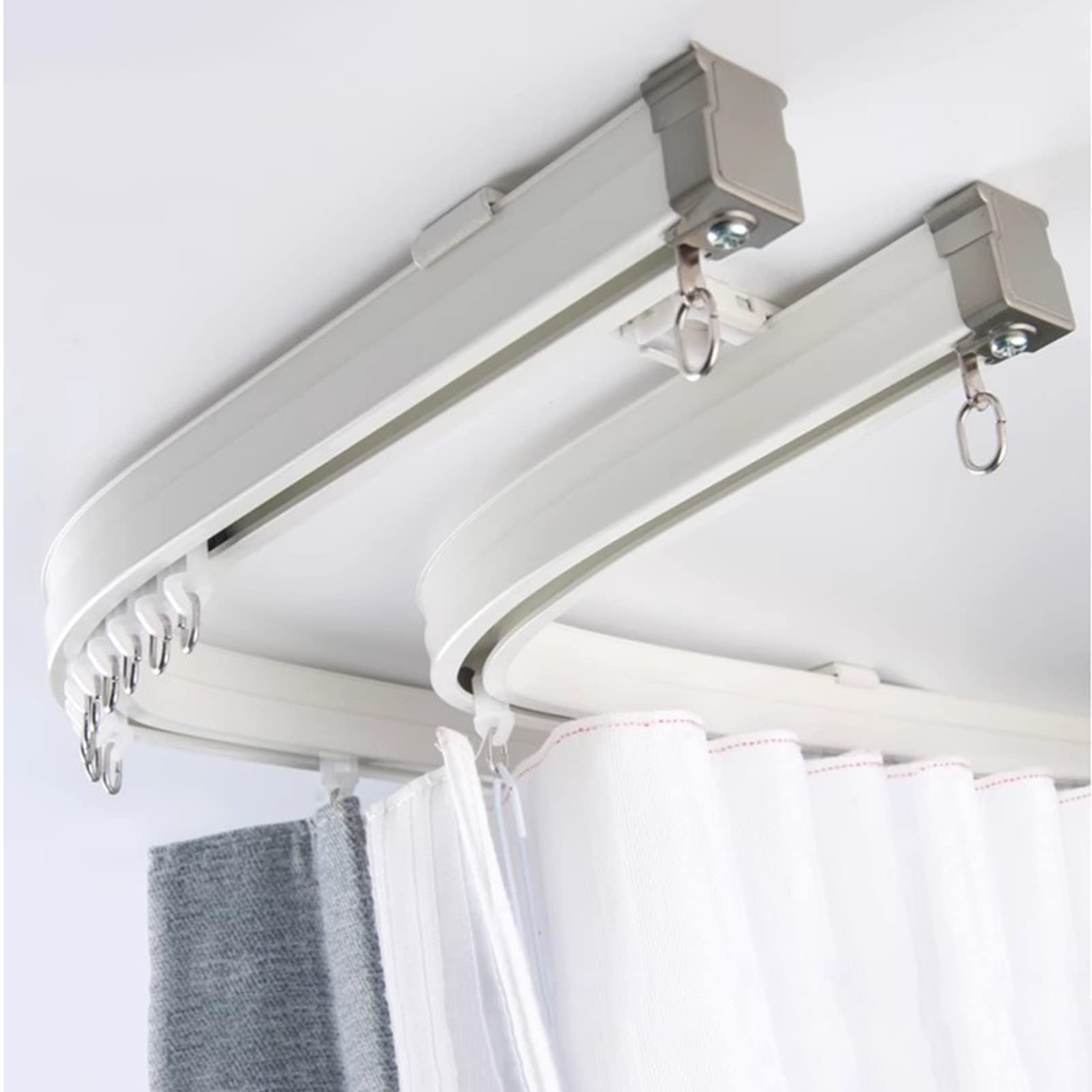 Flexible Ceiling Mount Curtain Track System - White Sliding Rail for Bay Windows, Patio, Shower, Balcony & RV (3m/9.8ft) | Easy Installation, Durable & Space-Saving | Perfect for Home, Office, Hotel & Vacation Rental Window Treatments
