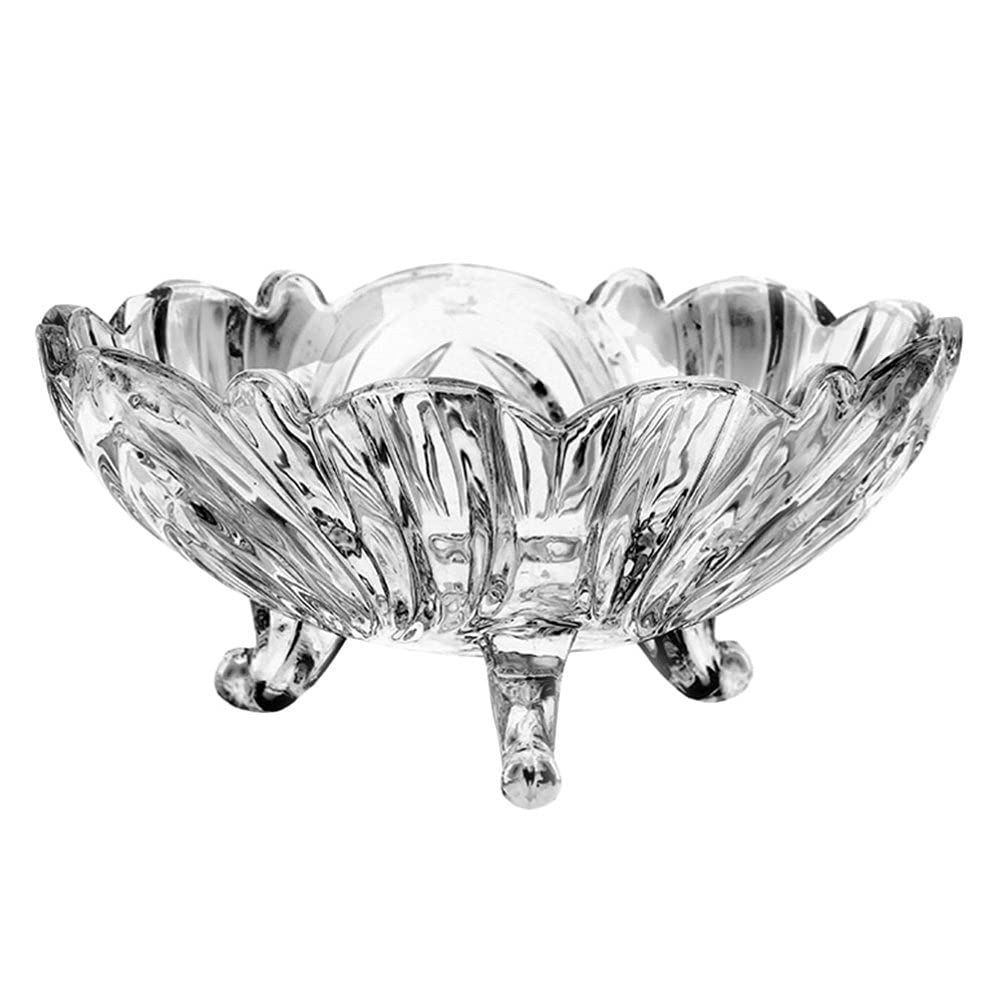 HEMOTON 12-Inch Crystal Glass Fruit Plate Set of 4 - Elegant Footed Canape Plates for Candy, Snacks, Nuts - Perfect Serving Bowl for Appetizers, Desserts, Salads - Ideal for Home Entertaining, Parties & Wedding Receptions
