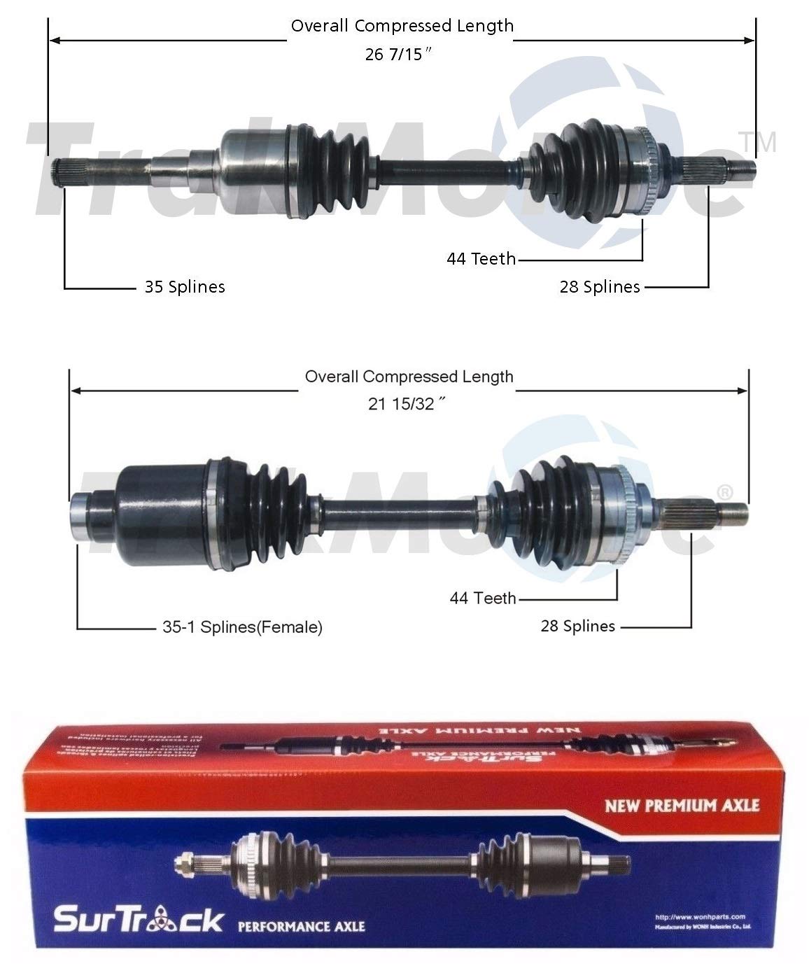 SurTrack Pair of 2 Front CV Axle Shafts Compatible with Ford Mazda Mercury Automatic Transmission - Includes Inboard Guide & Seal Installation Tool - Perfect for Smooth Drivetrain Replacement & Off-Road Vehicle Maintenance