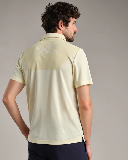 Rhone Men's Cross Court Polo Shirt - Moisture Wicking Performance Golf & Tennis Shirt in Yellow Dawn - Perfect for Workouts, Casual Wear & Outdoor Activities