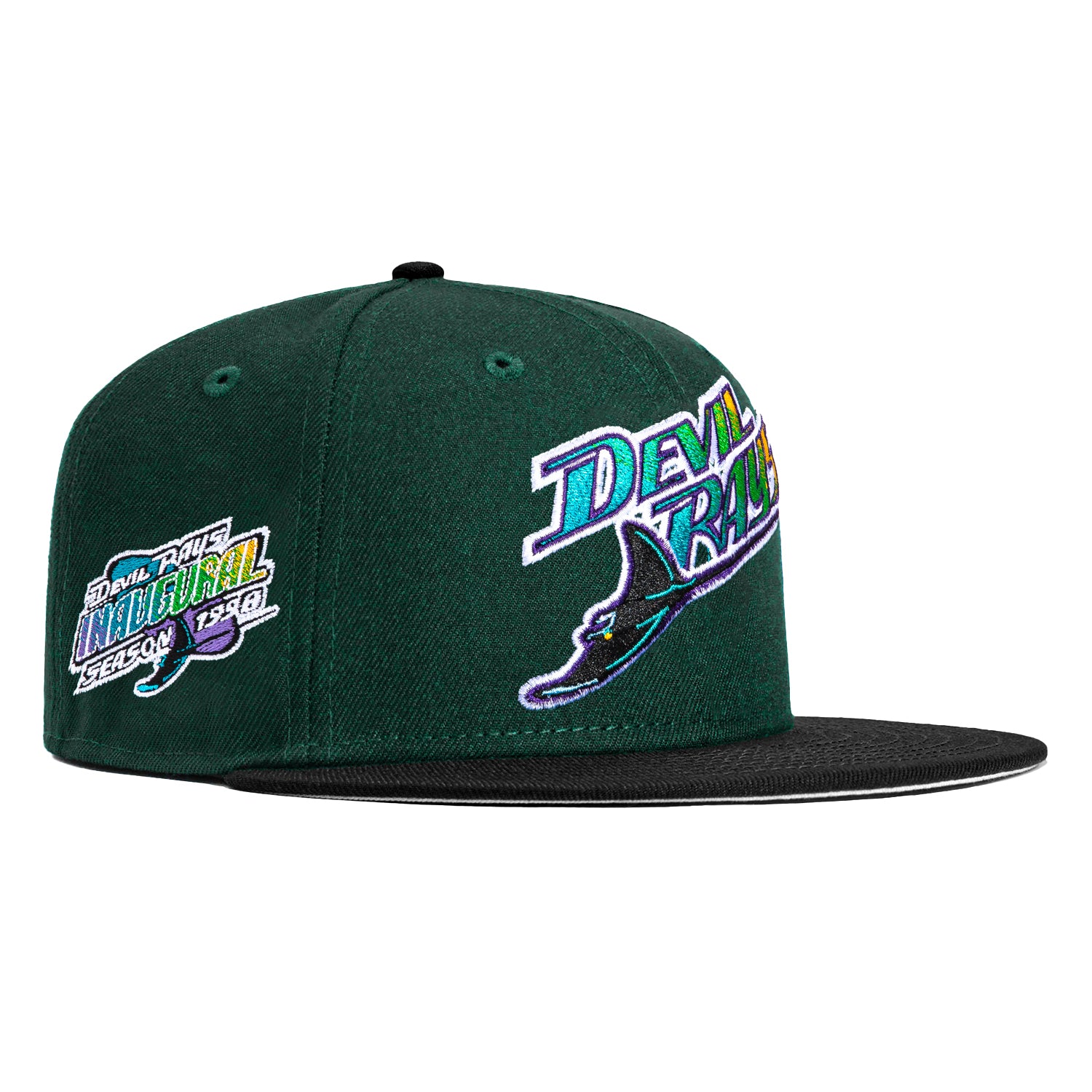 New Era 59Fifty Tampa Bay Rays Inaugural Patch Jersey Hat - Green & Black Adjustable Baseball Cap for MLB Fans & Sports Enthusiasts - Perfect for Games, Collecting & Everyday Wear