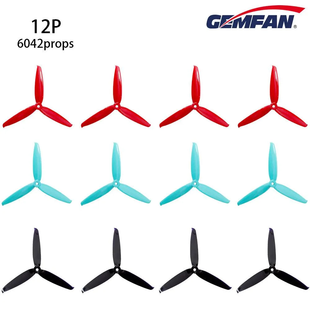 12PCS Gemfan 6042 3-Blade Propellers 6 Inch - CW/CCW for FPV Racing Drones 220 250 280 - High Performance Durable Drone Props for Racing, Freestyle & Aerial Photography