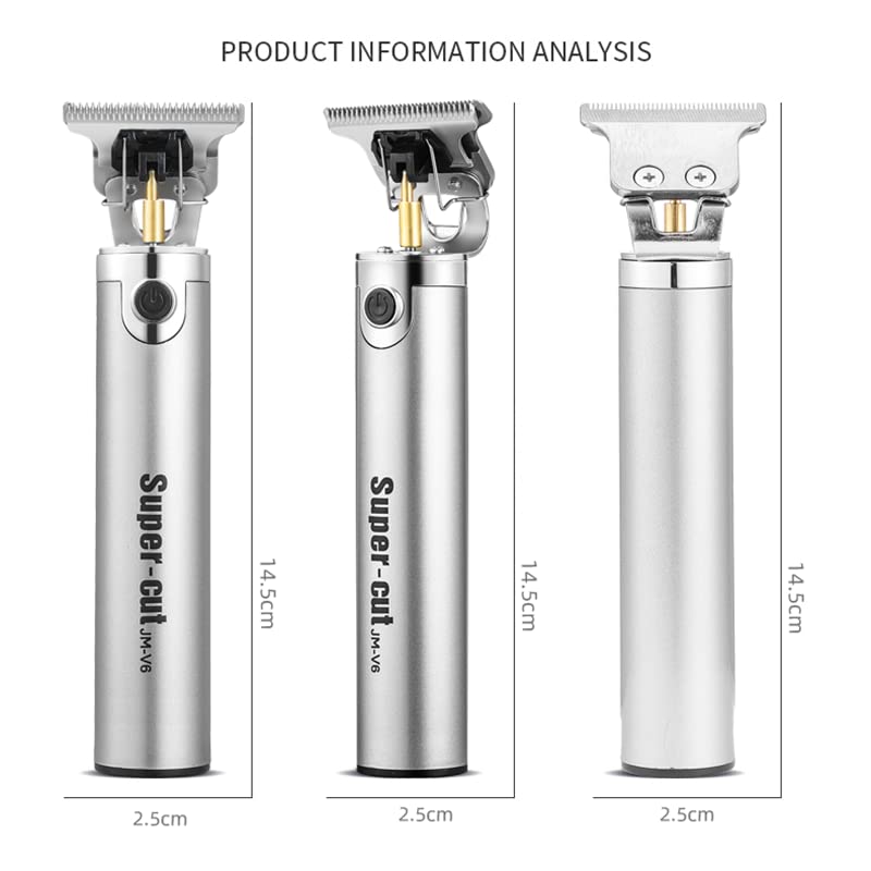 Professional Cordless Hair Clipper & Beard Trimmer for Men - Rechargeable Silver Grooming Kit for Home & Barber Use | Perfect for DIY Haircuts, Beard Shaping & Personal Grooming
