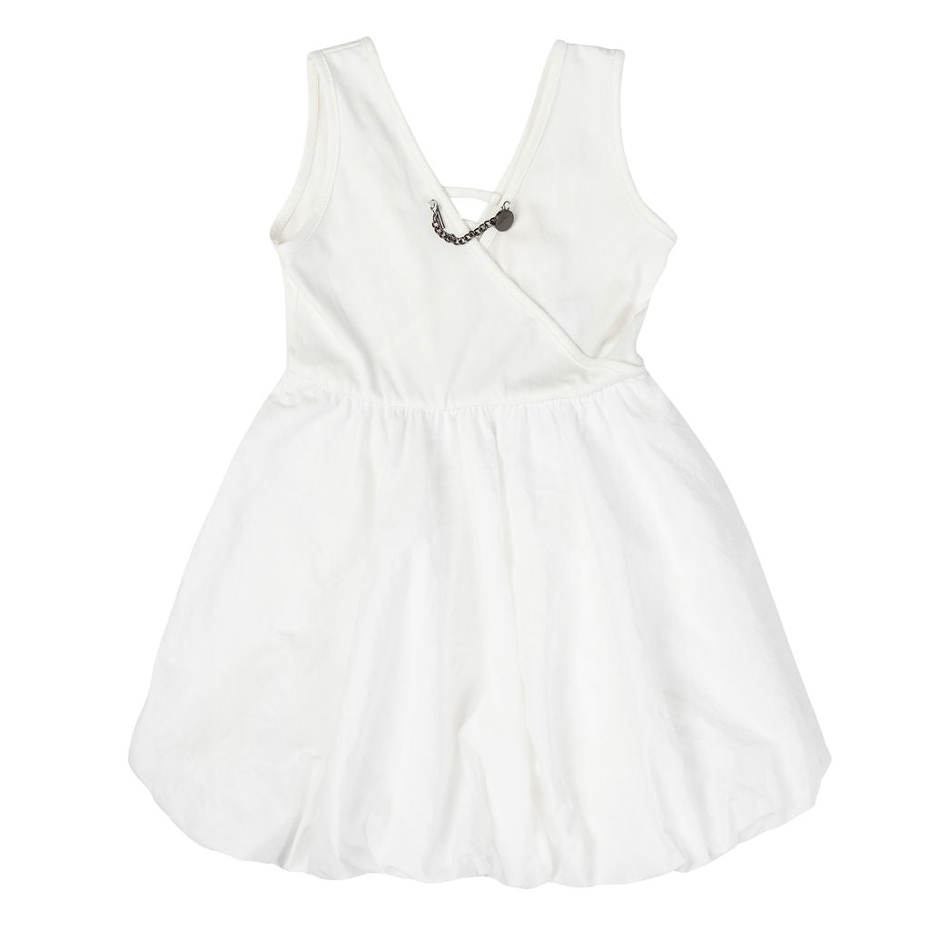 Mini Nod Chain Combo Girls Dress - White | Elegant & Stylish Toddler Outfit for Parties, Photos & Special Occasions