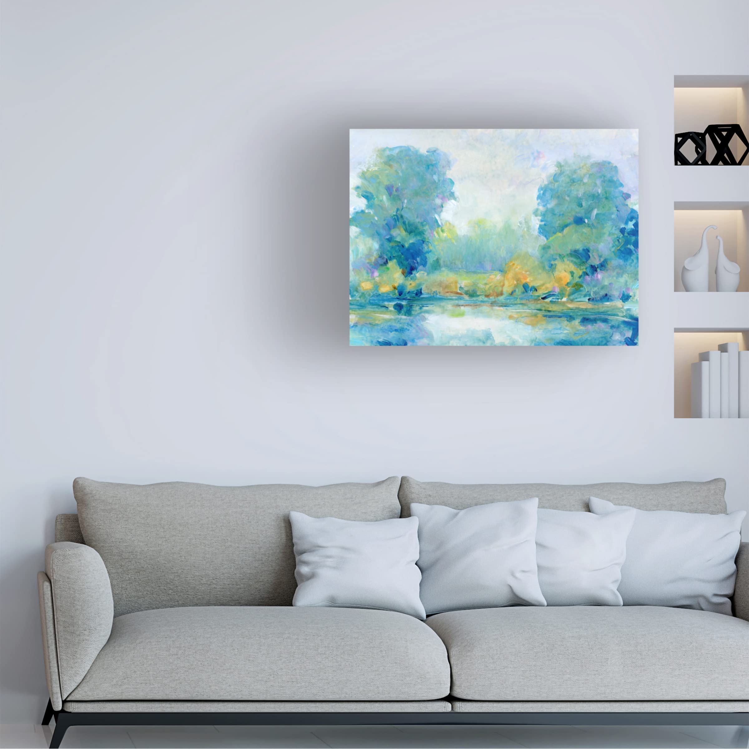 Tim O'Toole 'Quiet Morning I' Canvas Wall Art Print - Modern Abstract Landscape Painting for Living Room, Bedroom & Office Decor