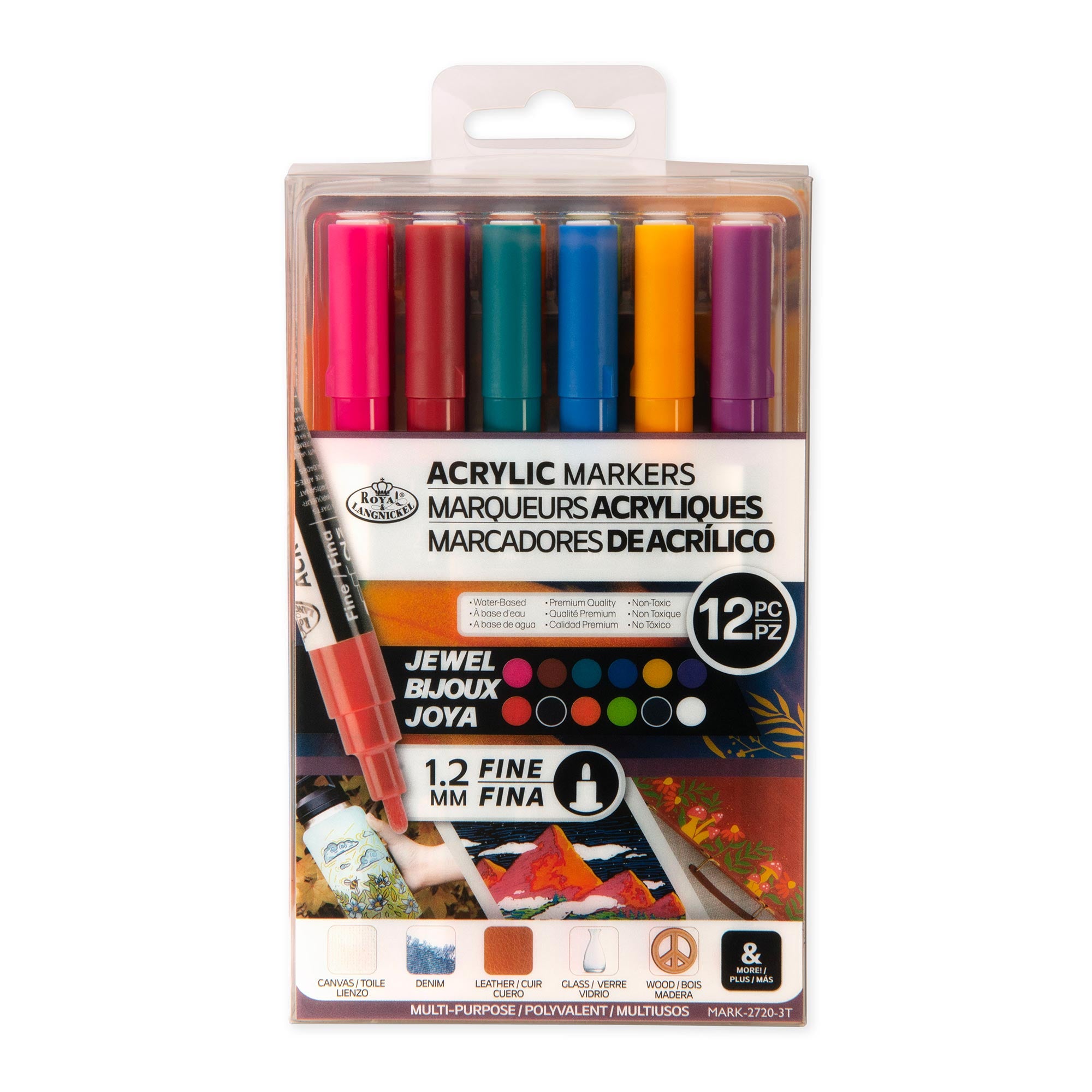 Premium Acrylic Marker Kit - 12 Vibrant Jewel-Tone Colors with Fine Tip for Artists, DIY Crafts & Home Decor | Perfect for Canvas Painting, Calligraphy & Scrapbooking