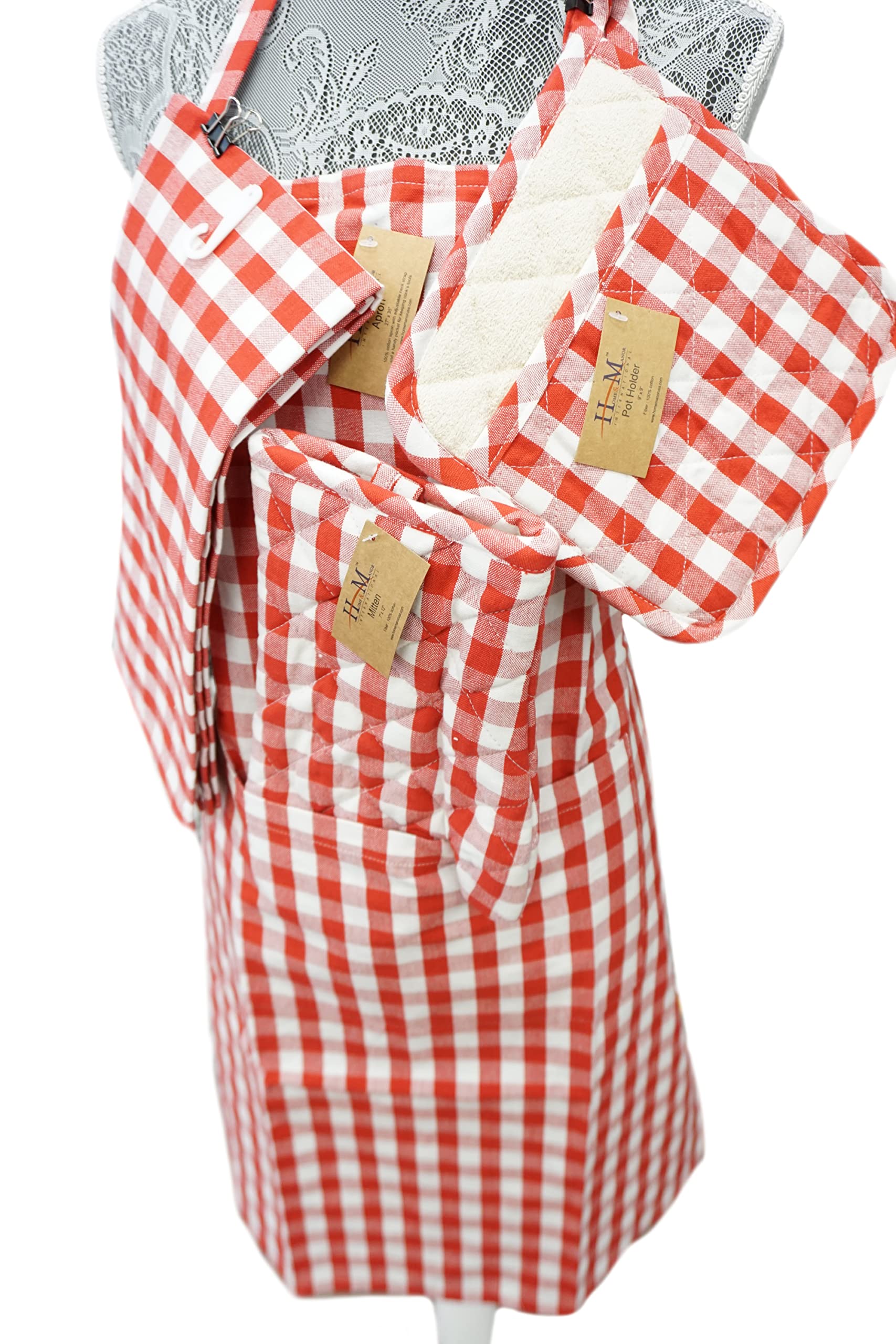 Premium Kitchen Chef Apron - Red Professional Design for Cooking, Baking & Grilling - Ideal for Home Chefs, BBQ & Restaurant Use
