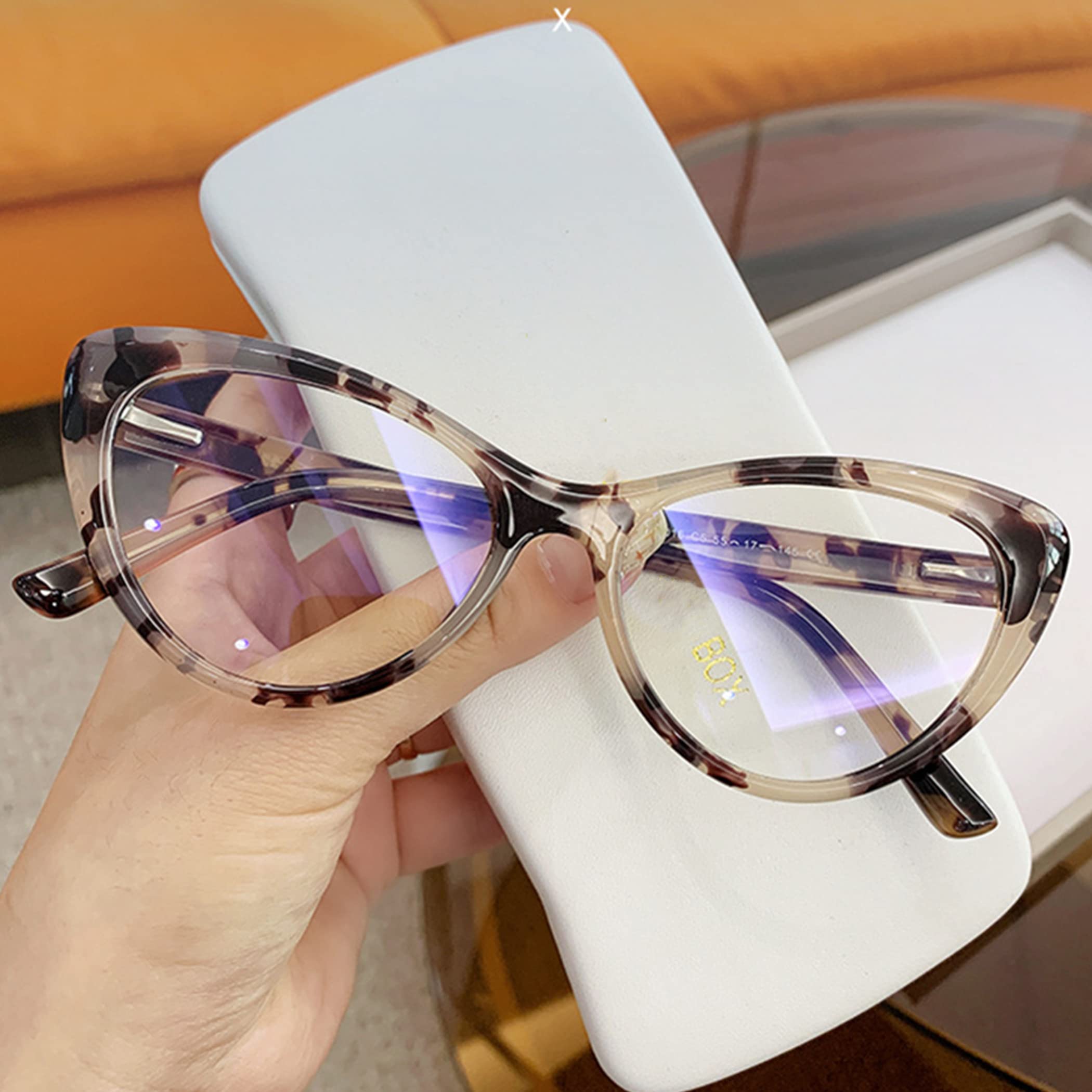 Bullabulling Blue Light Blocking Cat Eye Reading Glasses for Women - Computer Glasses with Spring Hinges - Perfect for Office Work, Screen Time & Reading