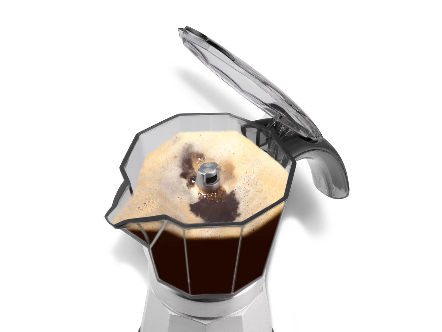 De'Longhi EMKP42.B Alicia PLUS Electric Moka Pot Coffee Maker - 450W, 2-4 Cups, Black/Silver Plastic - Perfect for Home & Office Espresso Brewing