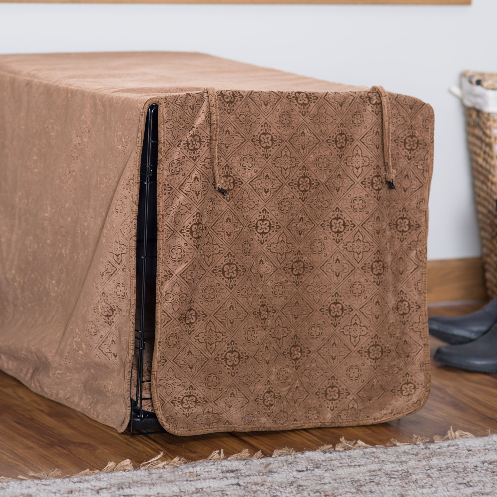 Luxury Dog Crate Cover for Small Dogs - Soft Herringbone Fabric - Perfect for Pet Beds, Travel & Home Decor