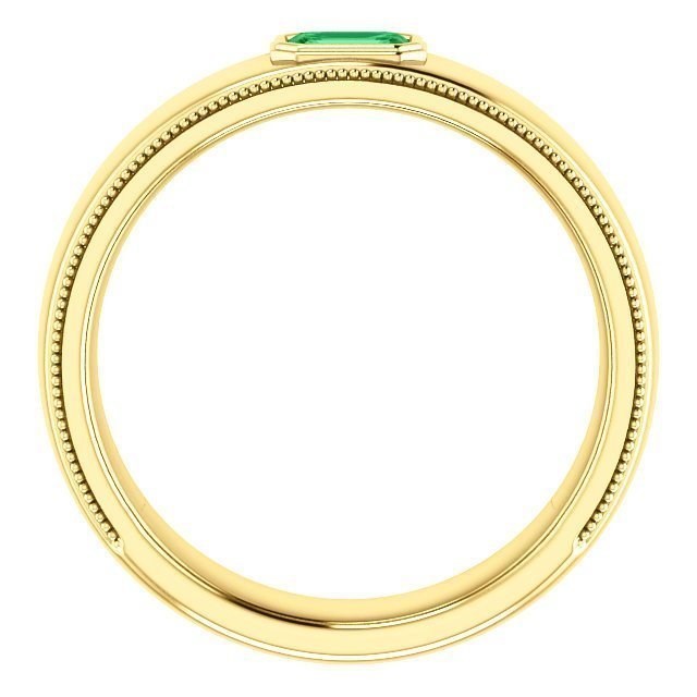 14KT Gold Men's Emerald Ring - 3/10 CT Bezel Set Wedding Band for Engagement, Anniversary & Special Occasions