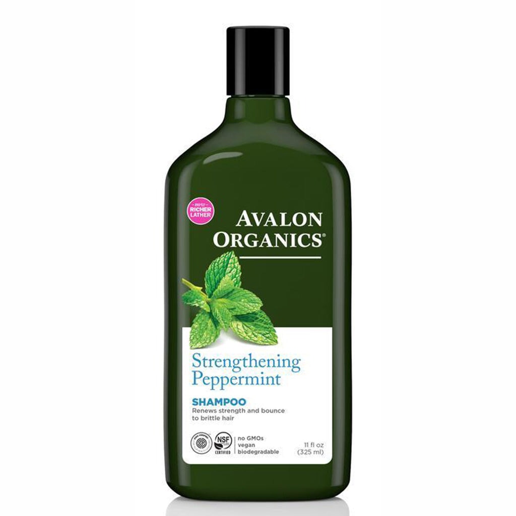 Avalon Organics Strengthening Peppermint Shampoo for Thicker Hair - Natural & Vegan Hair Care for Daily Use & Scalp Refreshment