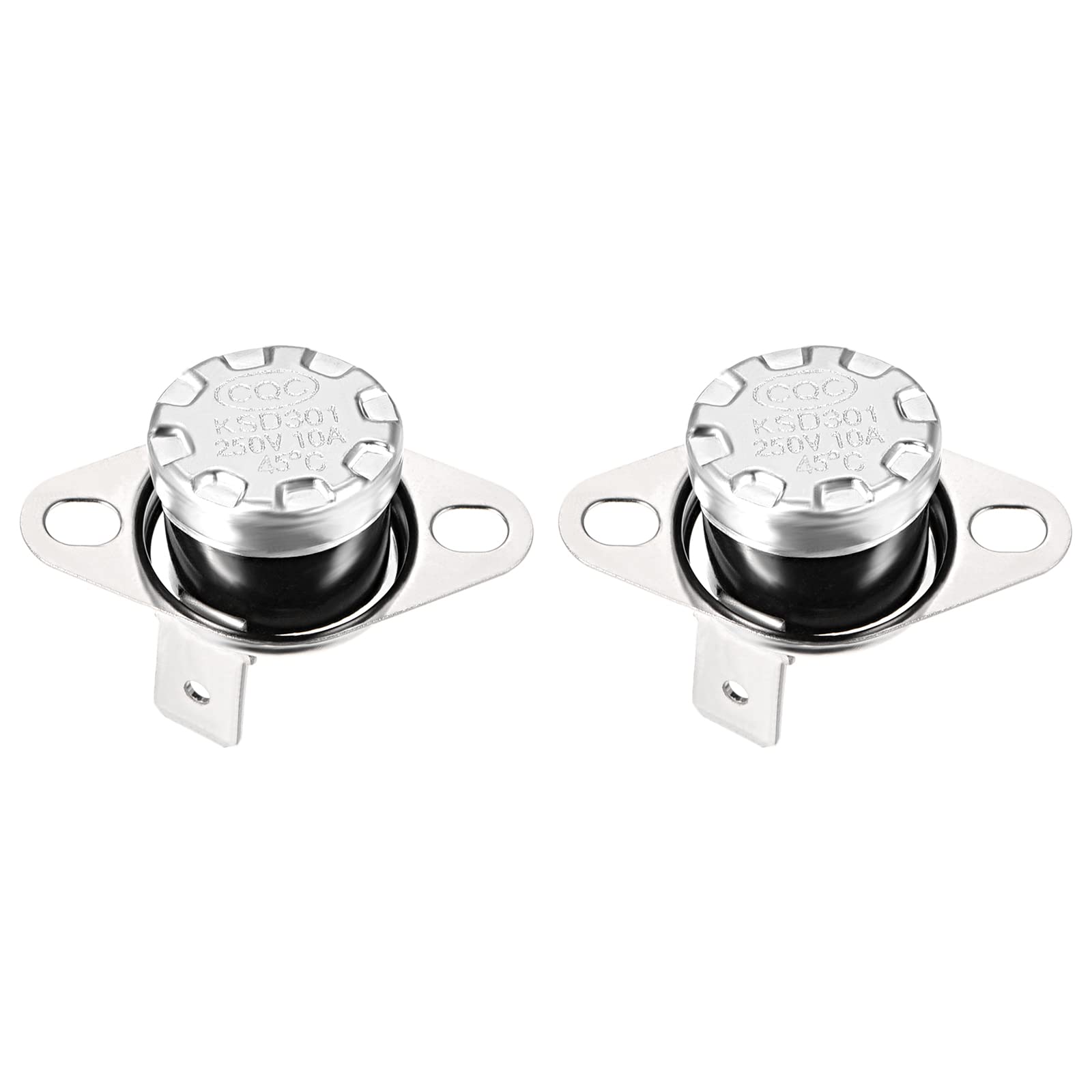 KSD301 45C NO Thermostat Temperature Control Switch - Normally Open, 90C Angle, 2pcs - for Microwave Oven, Refrigerator & Home Appliances