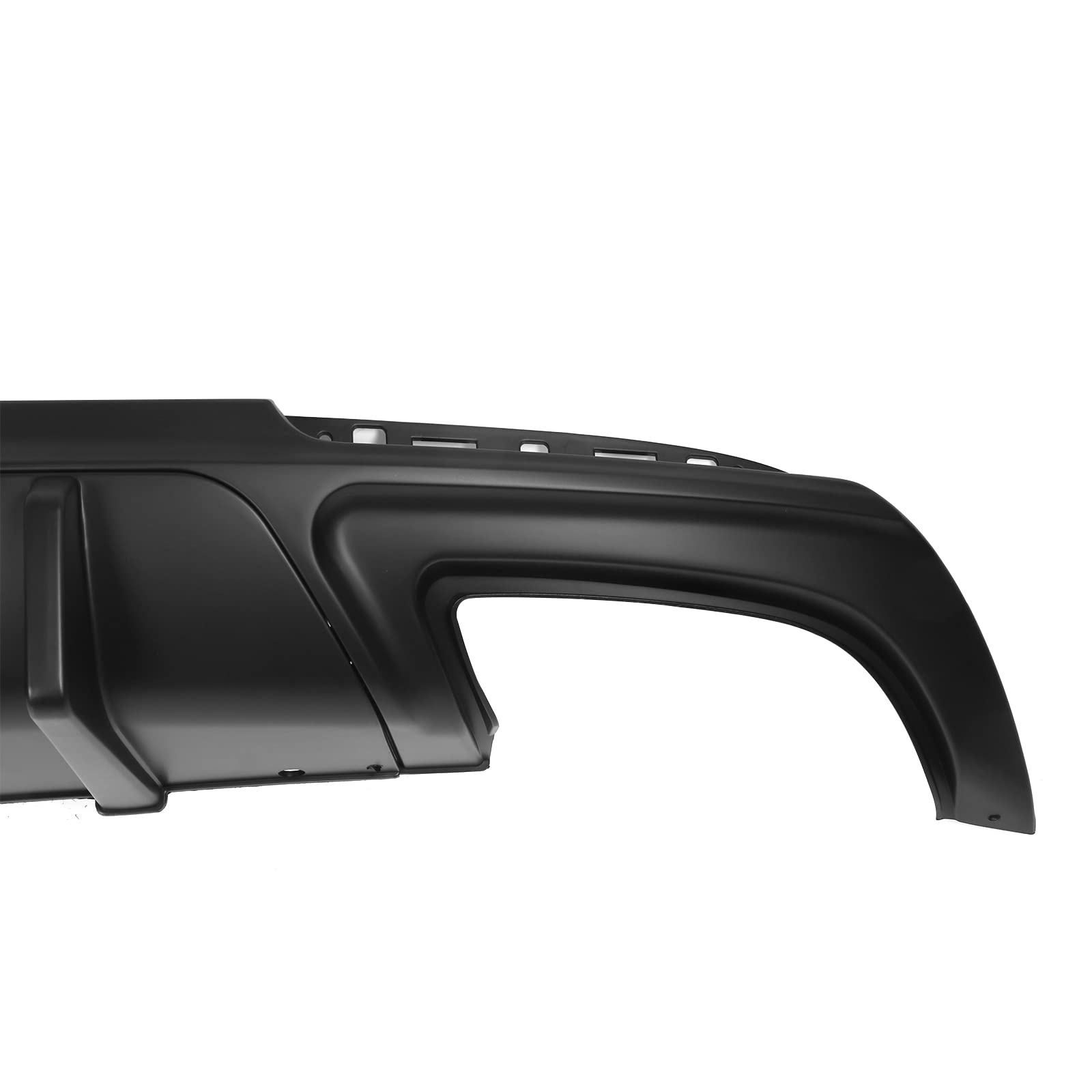 IKON MOTORSPORTS Rear Bumper Diffuser Lip for 2015-2023 Chrysler 300 - Matte Black PP V1 Style Lower Lip with Shark Fins (2-Piece Set) | Aggressive Styling Upgrade for Sedan Performance & Custom Look