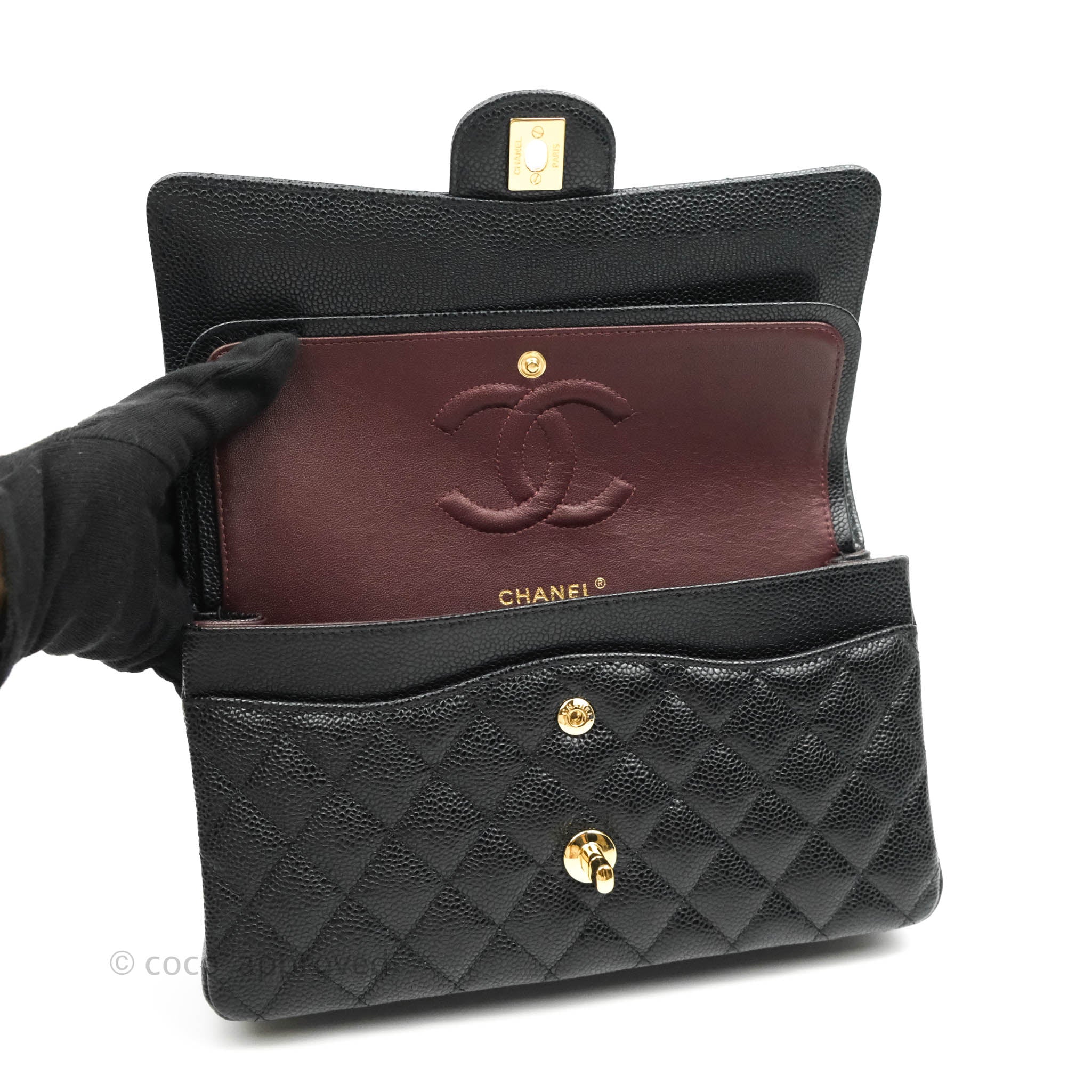 Chanel Classic Medium Double Flap Bag - Black Caviar Leather with Gold Hardware | Luxury Handbag for Women, Perfect for Work, Evening & Special Occasions