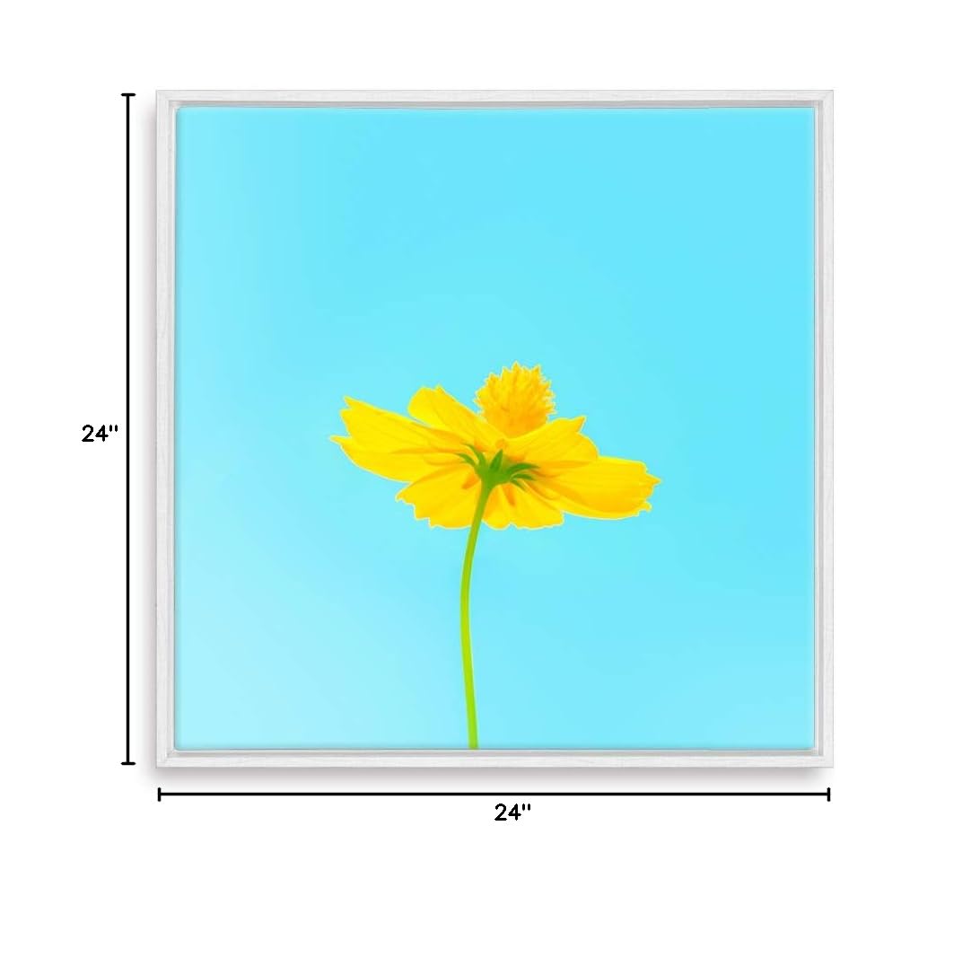 Pastel Flower Framed Canvas Wall Art - 24x24 Inches Ready to Hang, Home Decor for Living Room & Bedroom - Perfect for Boho, Farmhouse & Modern Interior Design Styles
