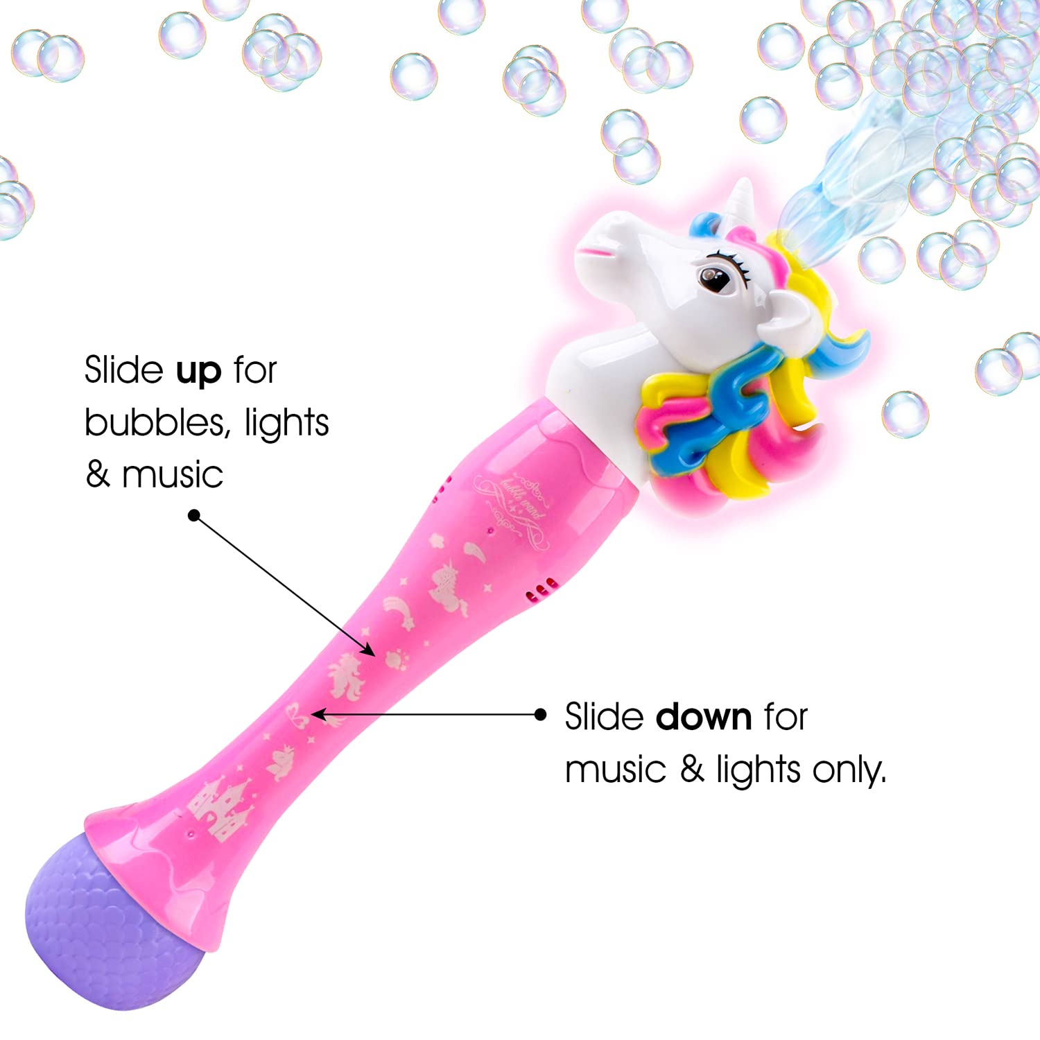ArtCreativity LED Light Up Unicorn Bubble Wand for Kids - Bubble Machine with Sound for Toddlers Ages 1-3 | Includes Bubble Solution & Batteries | Perfect Birthday Gift, Party Favor & Outdoor Play Toy for Girls & Boys