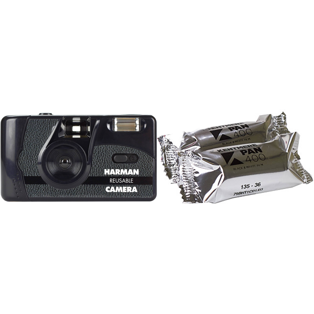 HARMAN Technology Reusable 35mm Film Camera with 2 Rolls of B&W Film - Vintage Style Analog Photography for Beginners & Professionals - Perfect for Travel, Street Photography & Creative Projects