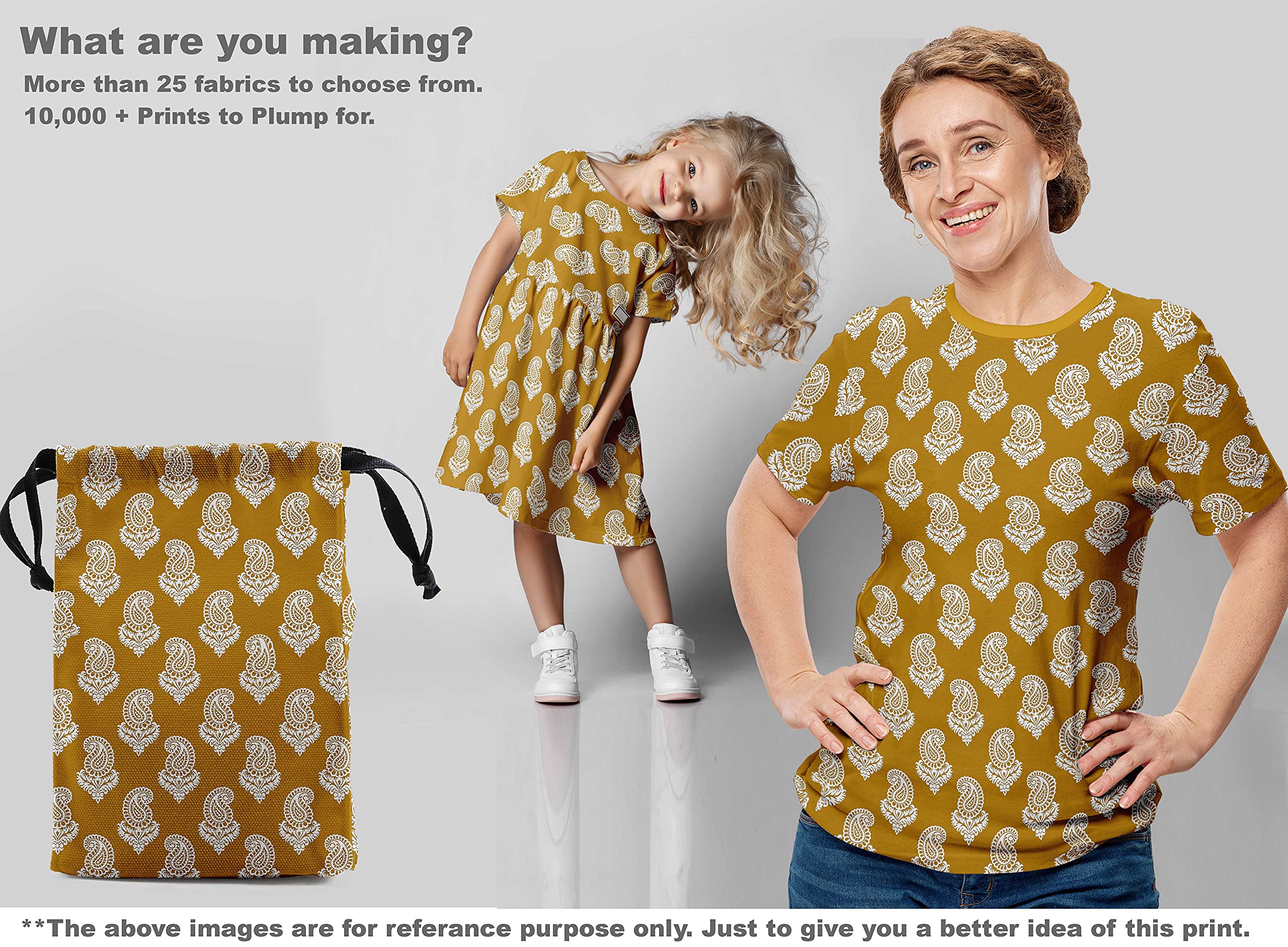 oneOone Georgette Viscose Fabric - Gamboge Yellow Printed Block Design - 42 Inch Wide Sewing Material by The Yard for DIY Clothing, Dresses & Home Decor Projects
