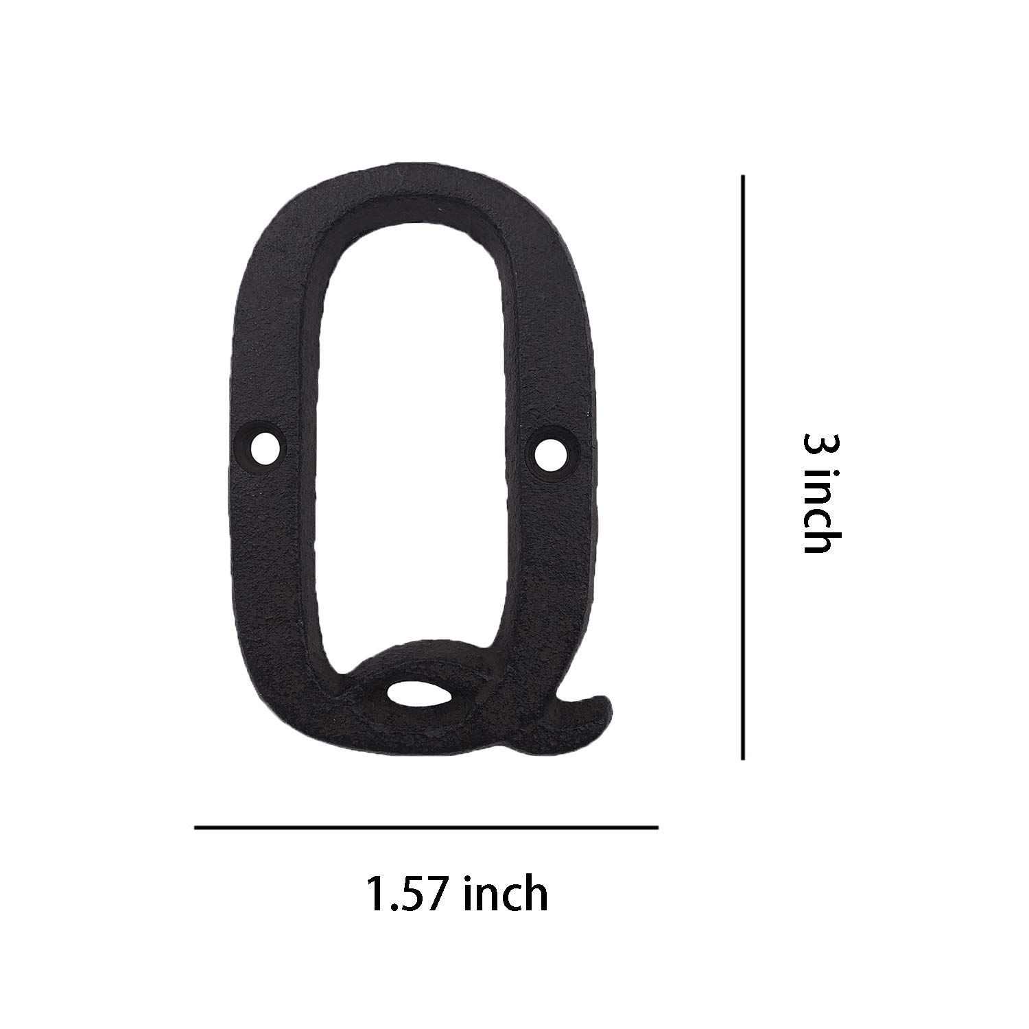 3 Inch Cast Iron Mailbox Letters - House Address Numbers & Letters (Letter Q) for Home, Porch, and Garden Decor