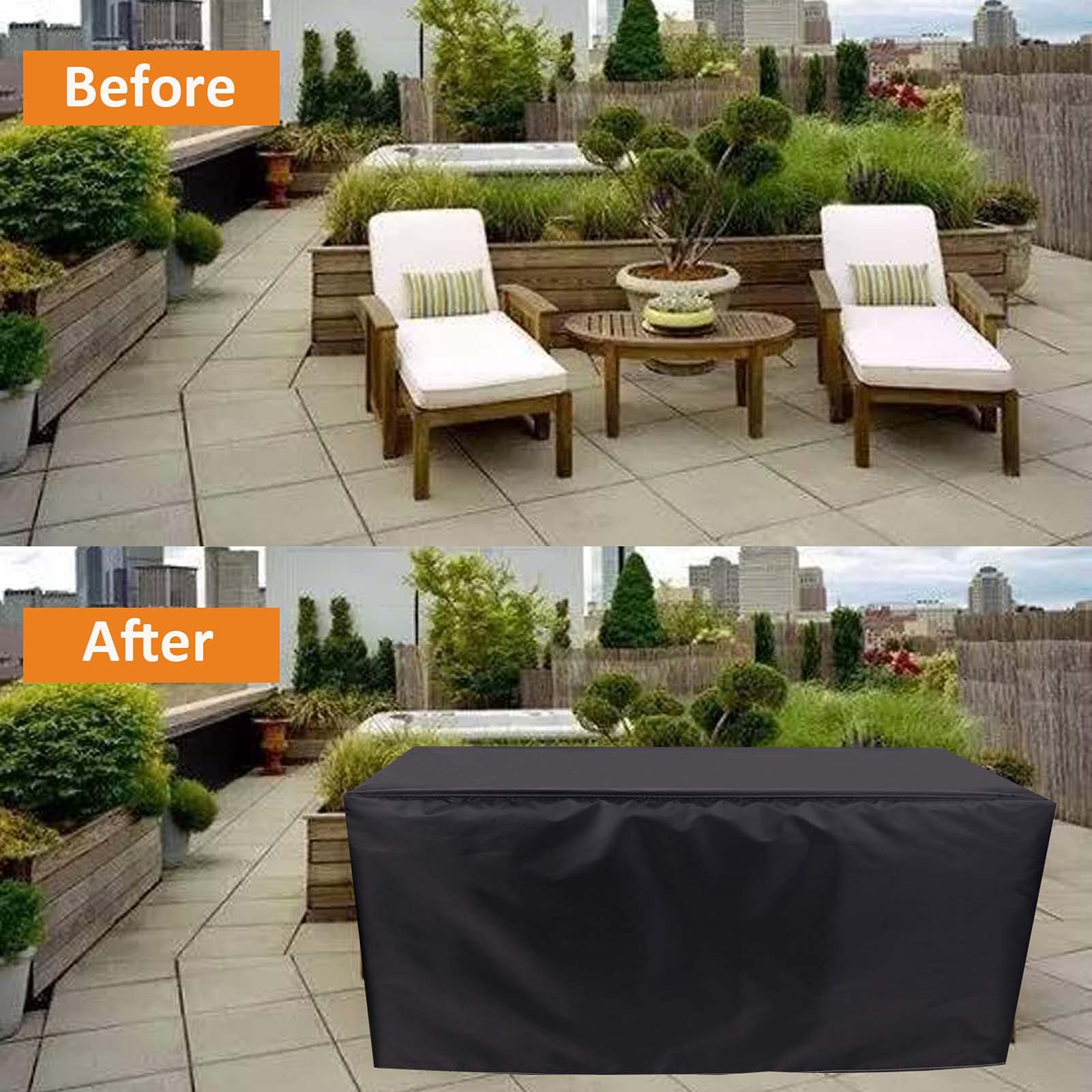 Waterproof 420D Oxford Patio Furniture Cover 18x14x10 Inch - Windproof & UV-Resistant Outdoor Table Set Cover for Garden, Deck, or Backyard - Perfect for Rain, Snow, and Sun Protection