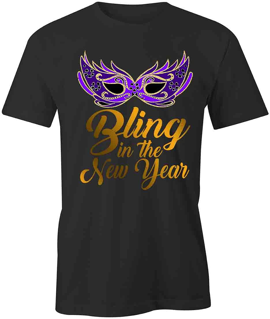 Bling in The New Year T-Shirt - Stylish Black Graphic Printed Tee for Women & Men | Perfect for Holiday Parties, NYE Celebrations & Casual Wear
