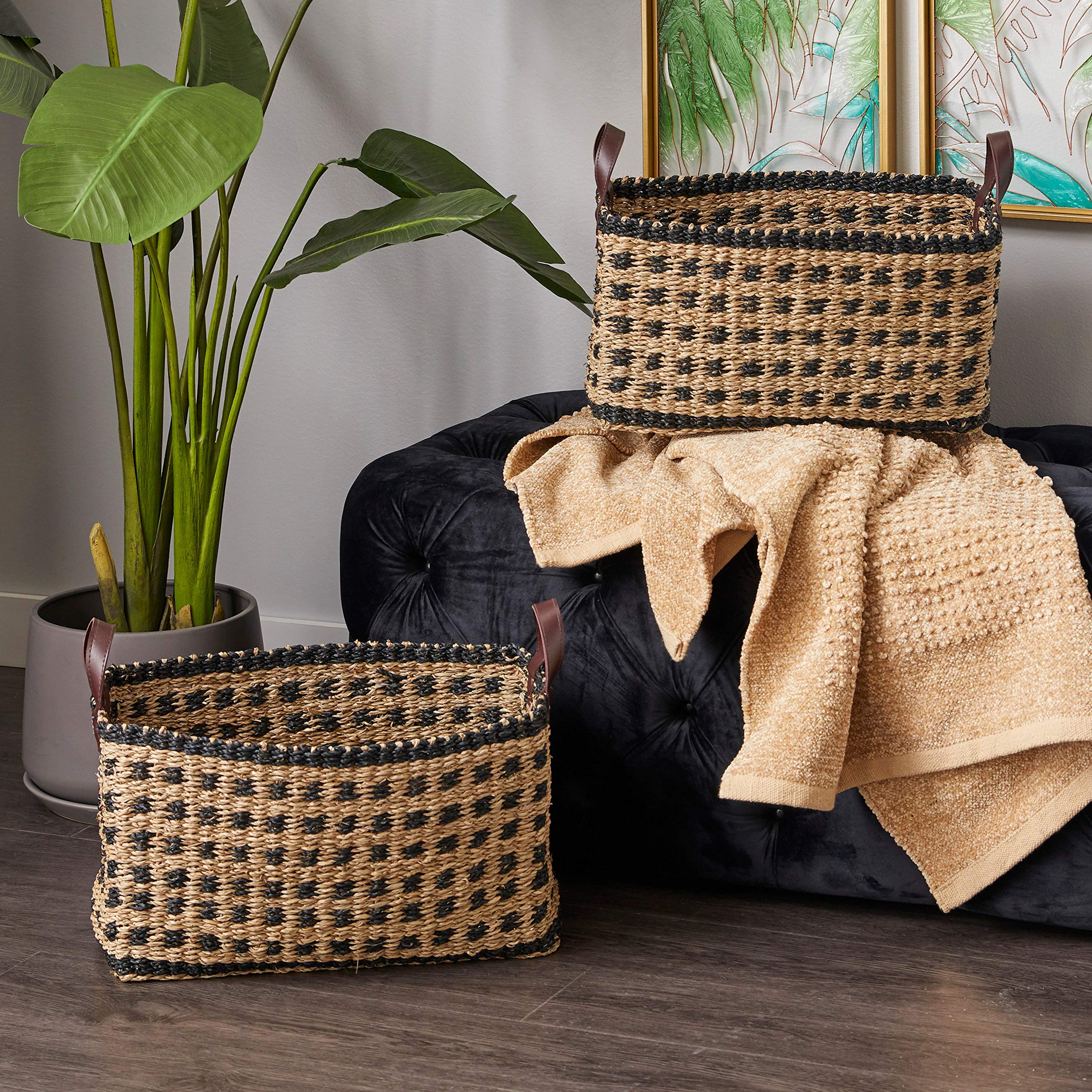 Natural Brown Wooden Storage Baskets (Set of 2) - 19