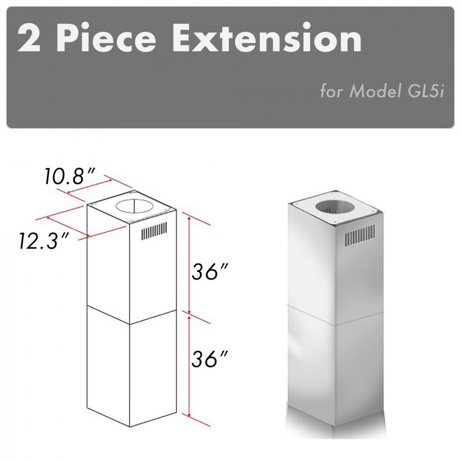 ZLINE 2-Piece 36-Inch Chimney Extension Kit for 10 to 12-Foot Ceilings (2PCEXT GL5i) - Perfect for Kitchen Range Hood Ventilation & High Ceiling Installations