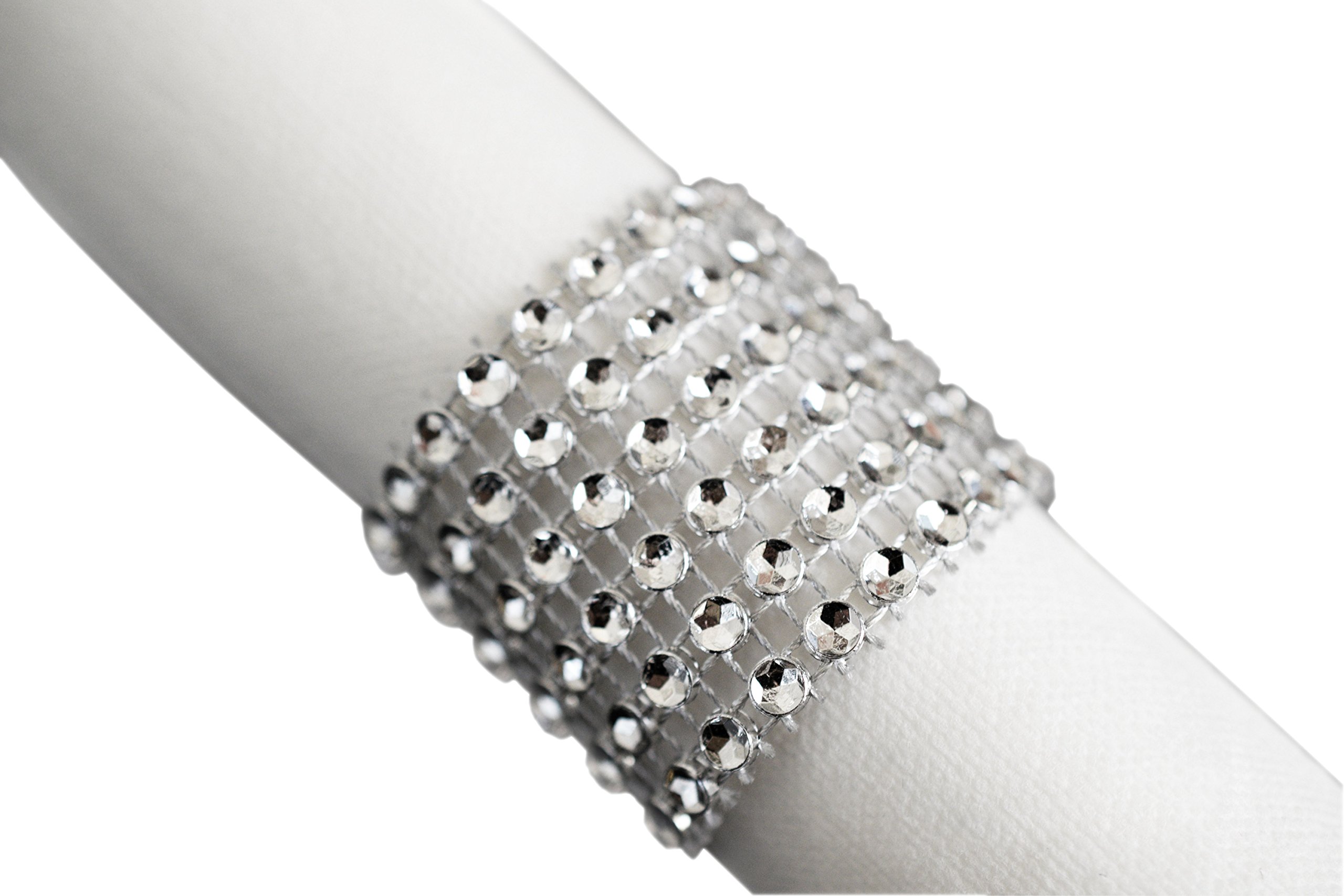 40-Pack Premium White Linen-Like Wedding Dinner Napkins with Silver Napkin Rings - Elegant Table Setting for Weddings, Parties & Special Events