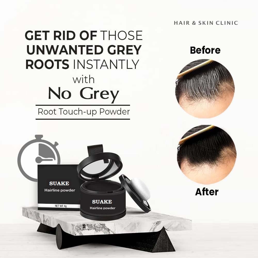 SYCLONIC Root Touch Up Powder for Thinning Hair - Water & Sweat Resistant Hair Loss Concealer, Hairline Powder for Women (Black, 4g) - Perfect for Daily Use, Travel, and Quick Hair Touch-Ups