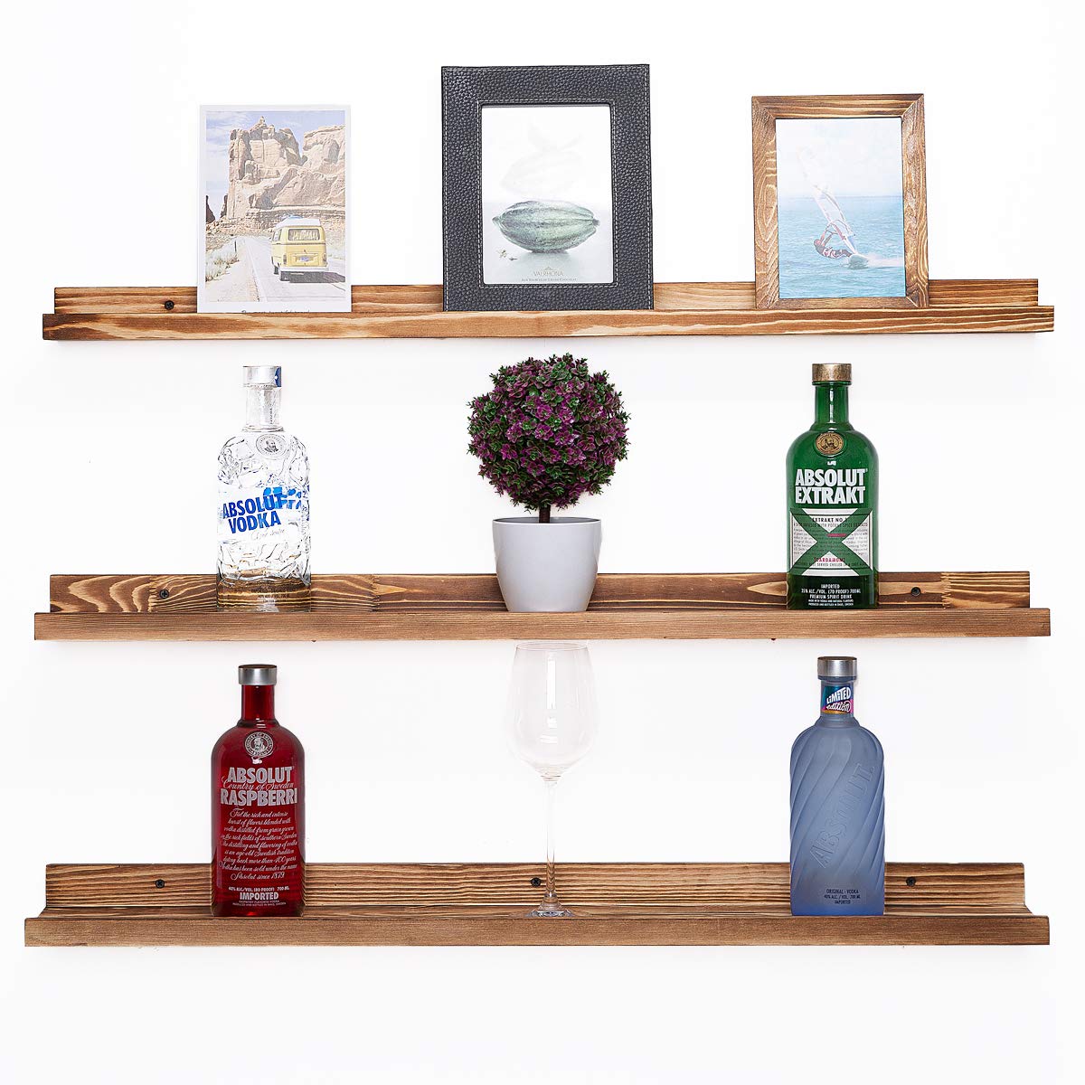 AZSKY 36 Inch Large Floating Shelves Set of 3 - Wood Wall Mounted Bookshelves & Picture Ledge for Home Decor - Perfect for Living Room, Bedroom & Office Storage