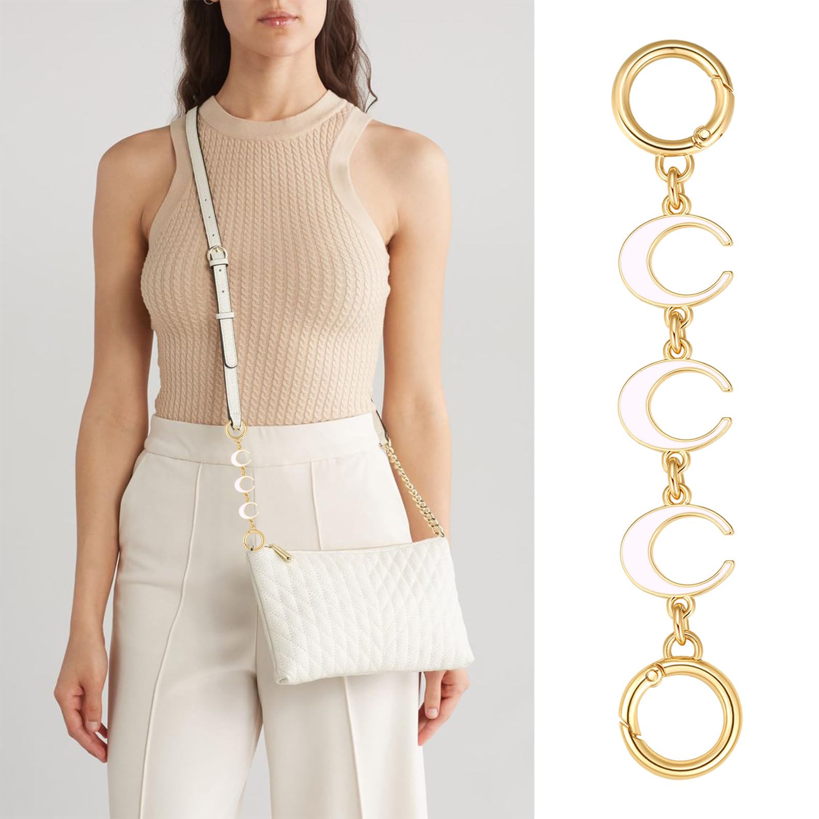 5PCS Purse Extender Chains - Adjustable Bag Strap Extenders for Women's Handbags | Fashionable Accessory for Shoulder Bags, Crossbody Bags & Totes